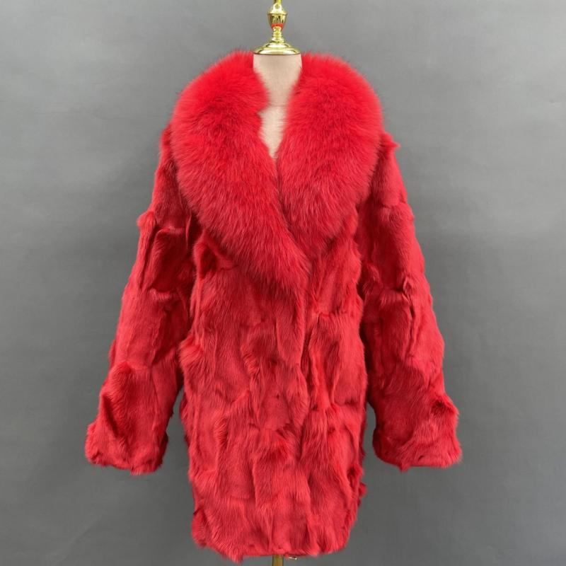 Men's Trench Coat Winter Plus Custom Size Fox Fur Jacket - Janefur