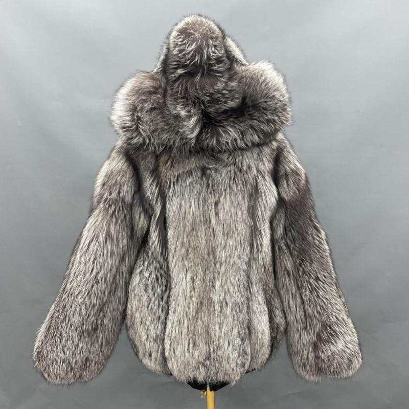 Men's Fashion Design Fox Leather Jacket Hood Casual Style Coat - Janefur