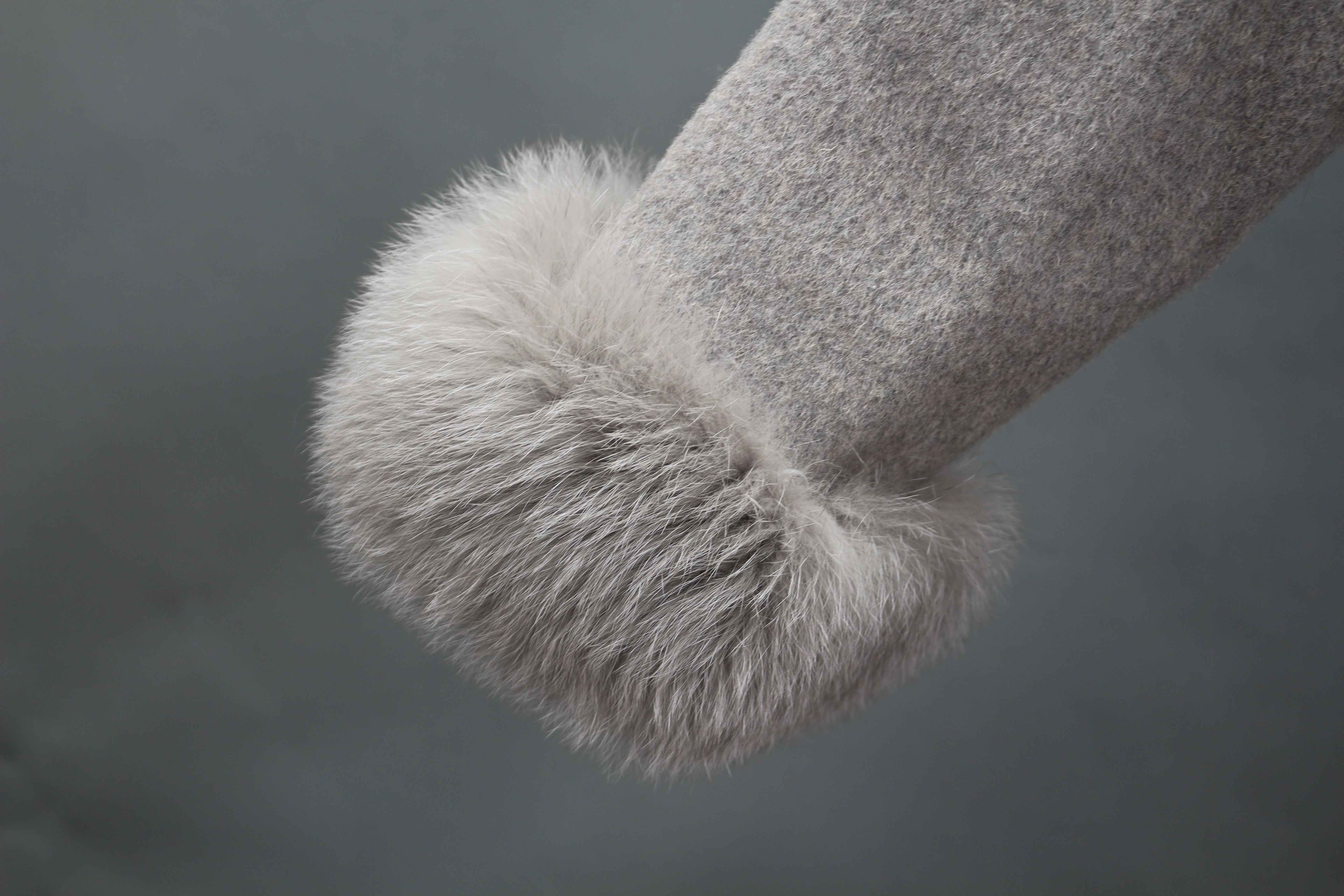 Women's Luxury Double - Faced Cashmere Coat with Fox Fur Collar, Cuffs and Hood, Belted Long Winter Outerwear
