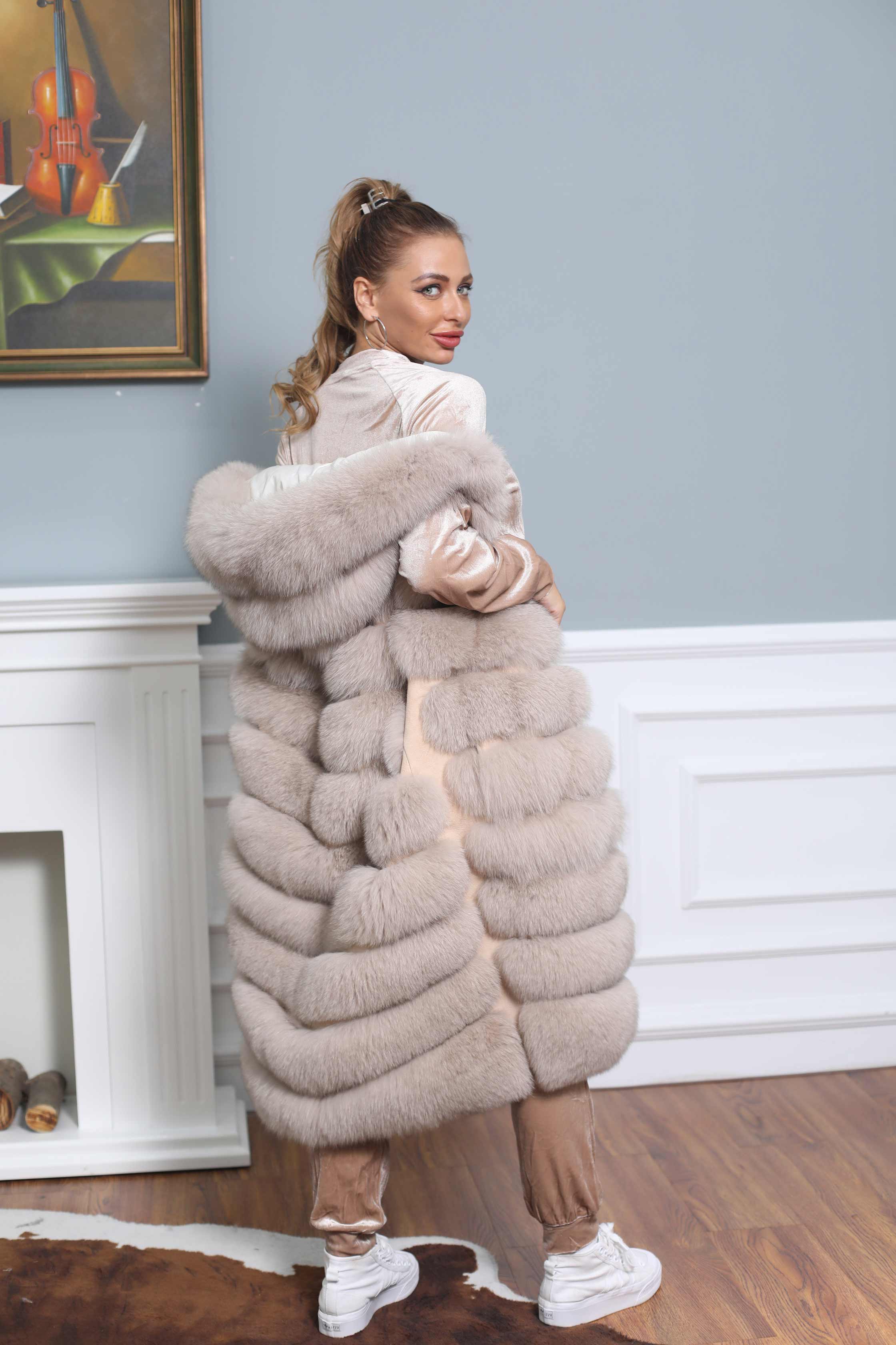 Winter Women Fox Fur Gilet Warm Long Soft Comfortable Outwear Vest For Female - Janefur