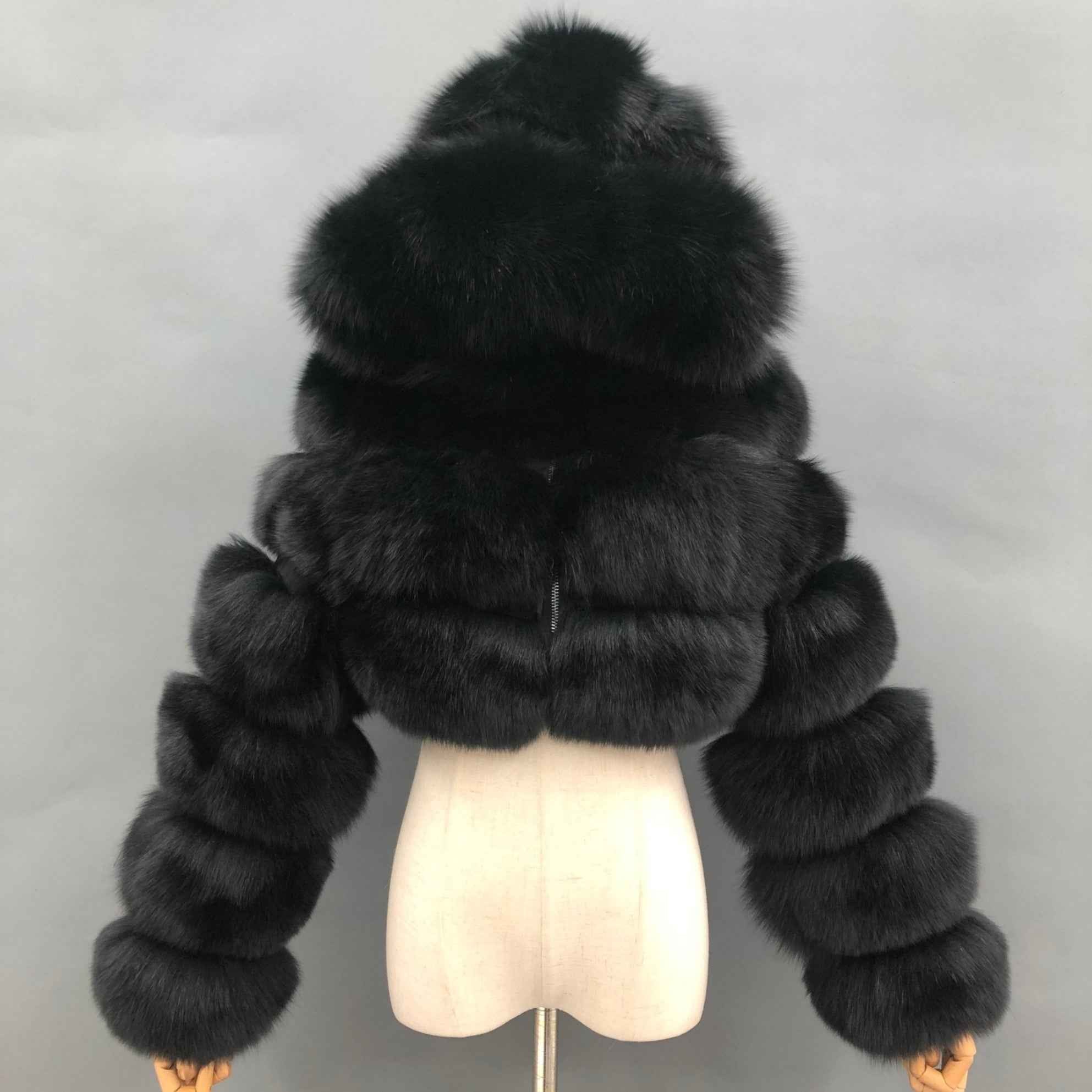 New Women's Winter Rainbow Fox Fur Hooded Coat - Janefur