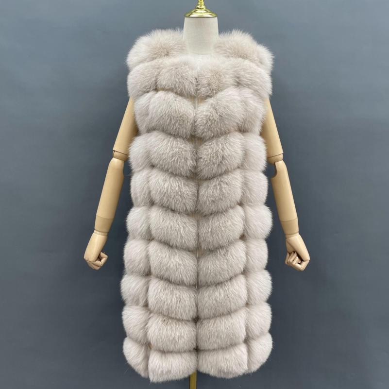 High Quality Warm Sleeveless Long Women's Real Fox Fur Luxury Vest - Janefur