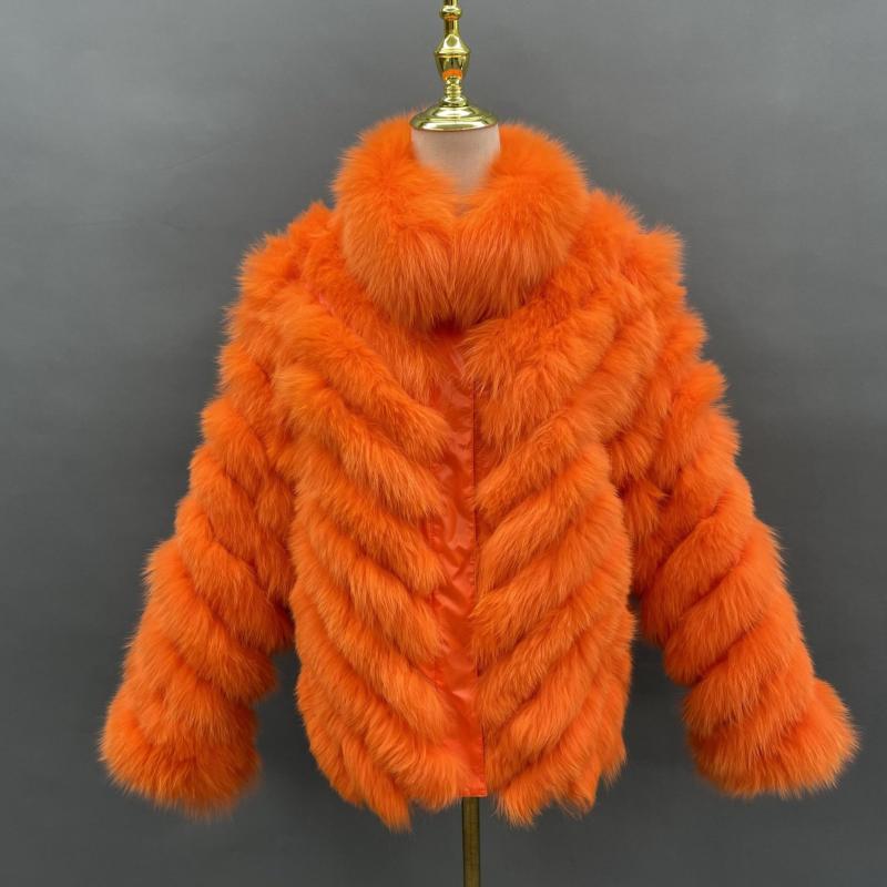Detachable Collar Two-sided Real Fox Fur Winter Women's Short Coat - Janefur