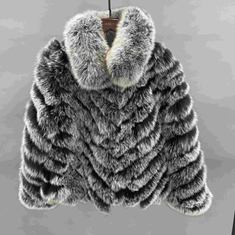 Reversible Cotton Jacket with Collar and Button Closure - Janefur