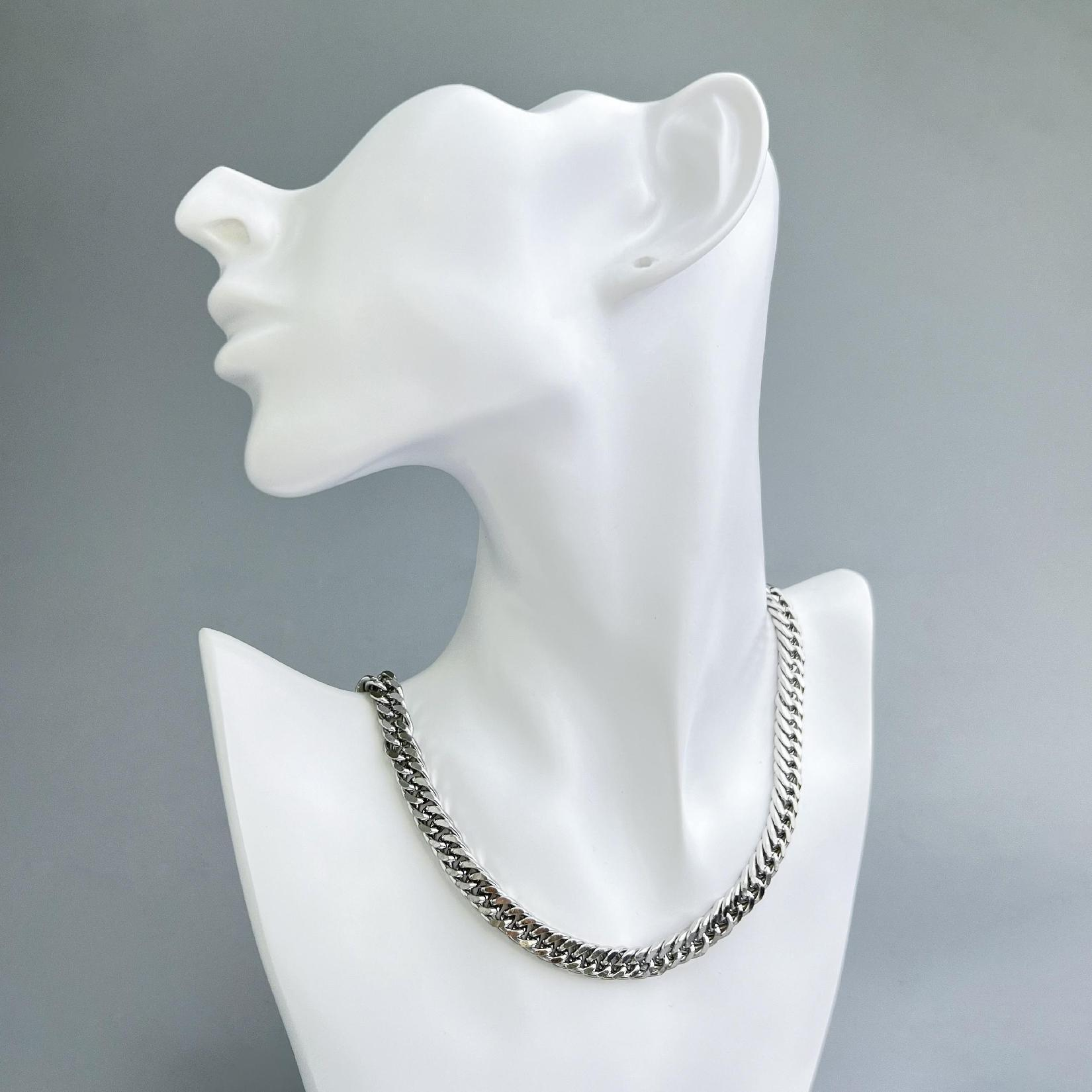 Alloy Titanium Steel Embossed Bracelet Cuban Necklace Trendy Dragon Bone Style Fine Chain Jewelry - Janefur