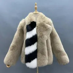 Thick Leather Jacket Natural Women's Full Fur Winter Fox Fur Coat - Janefur