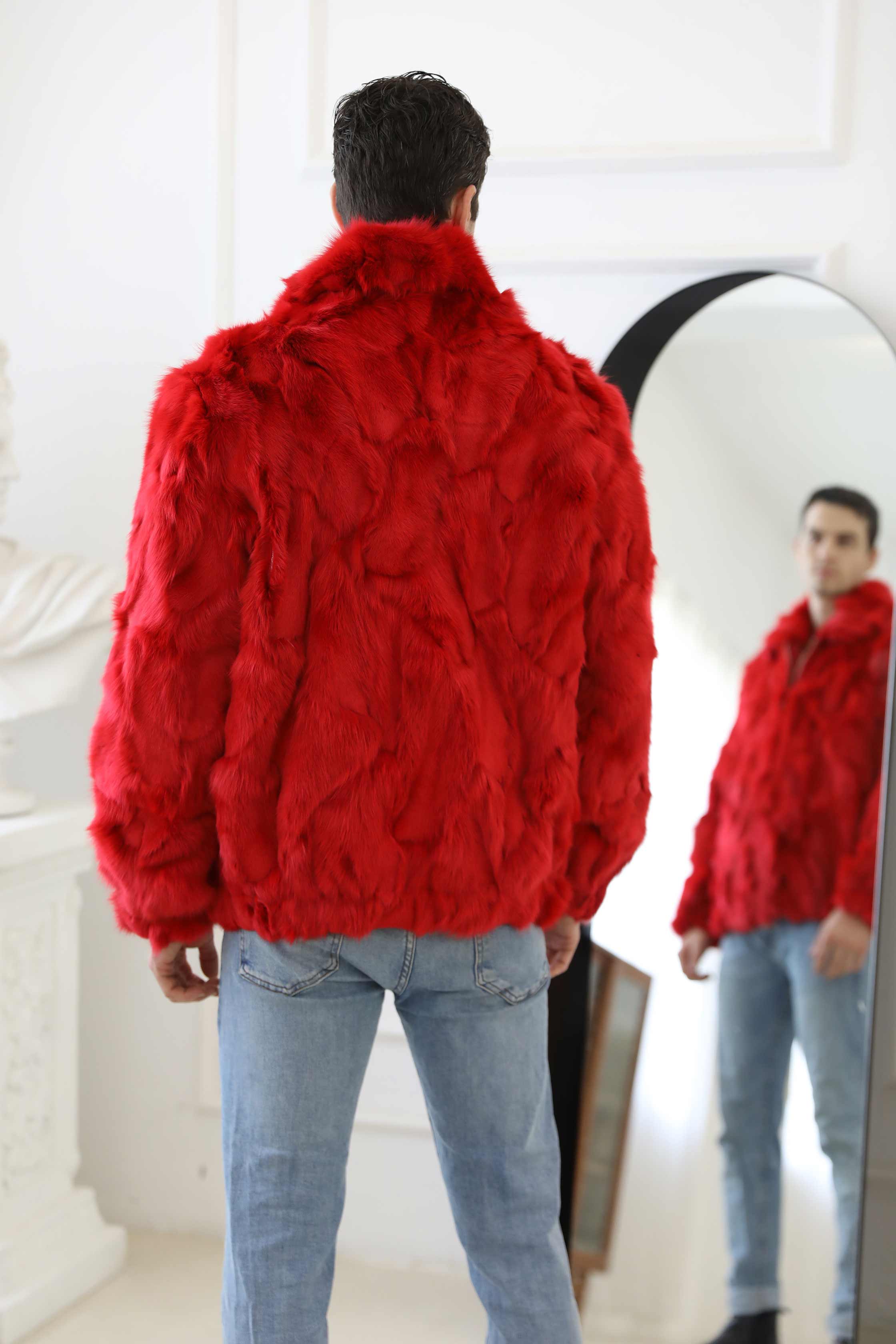 Natural Fox Fur Men's Lapel Jacket - Janefur