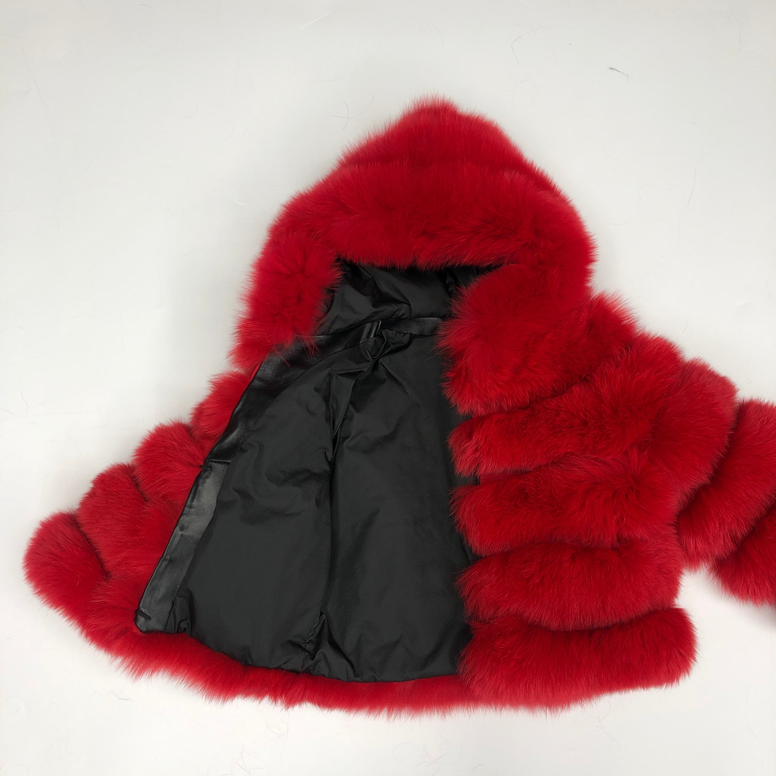 Kid's fur coat the hooded fox fur children's coat