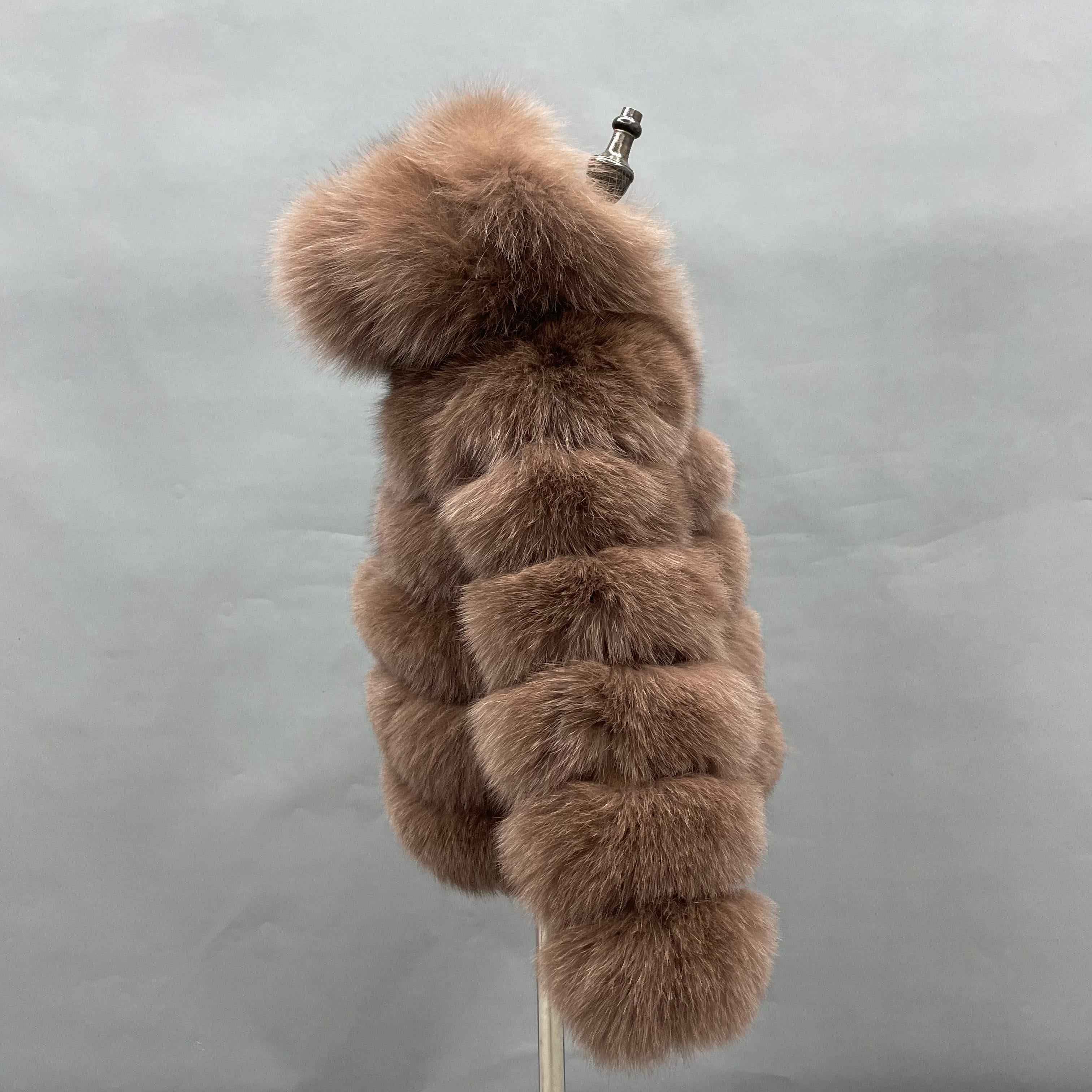 Kid's fur coat the hooded fox fur children's coat