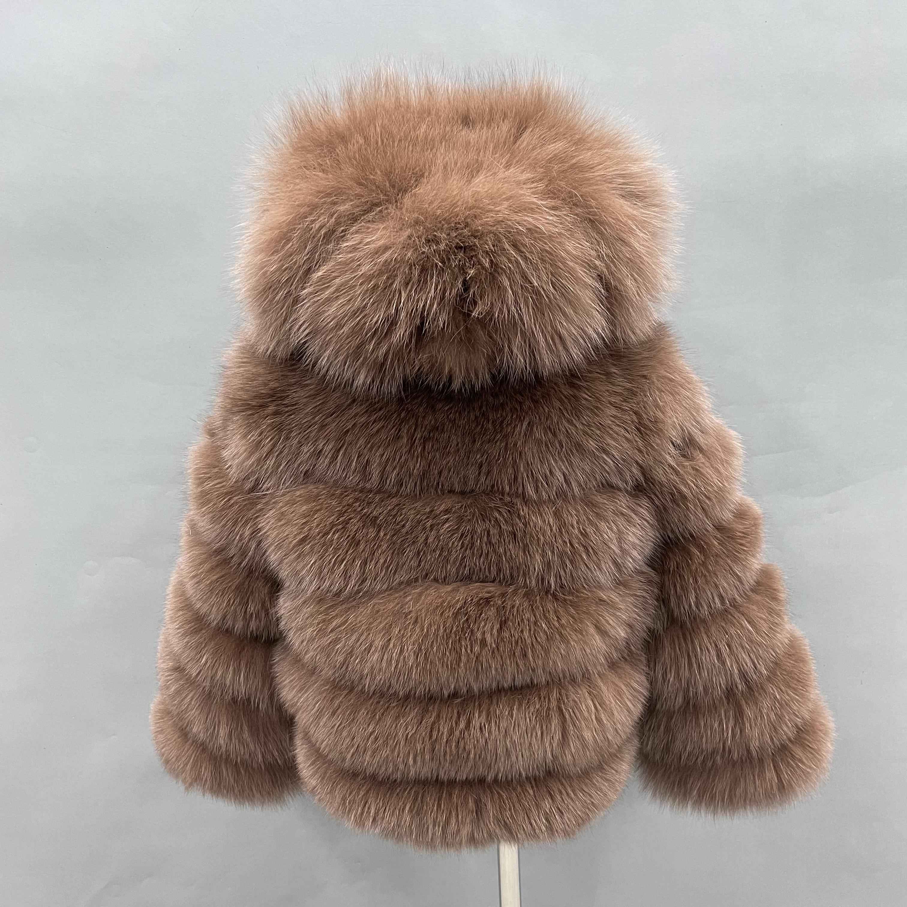Kid's fur coat the hooded fox fur children's coat