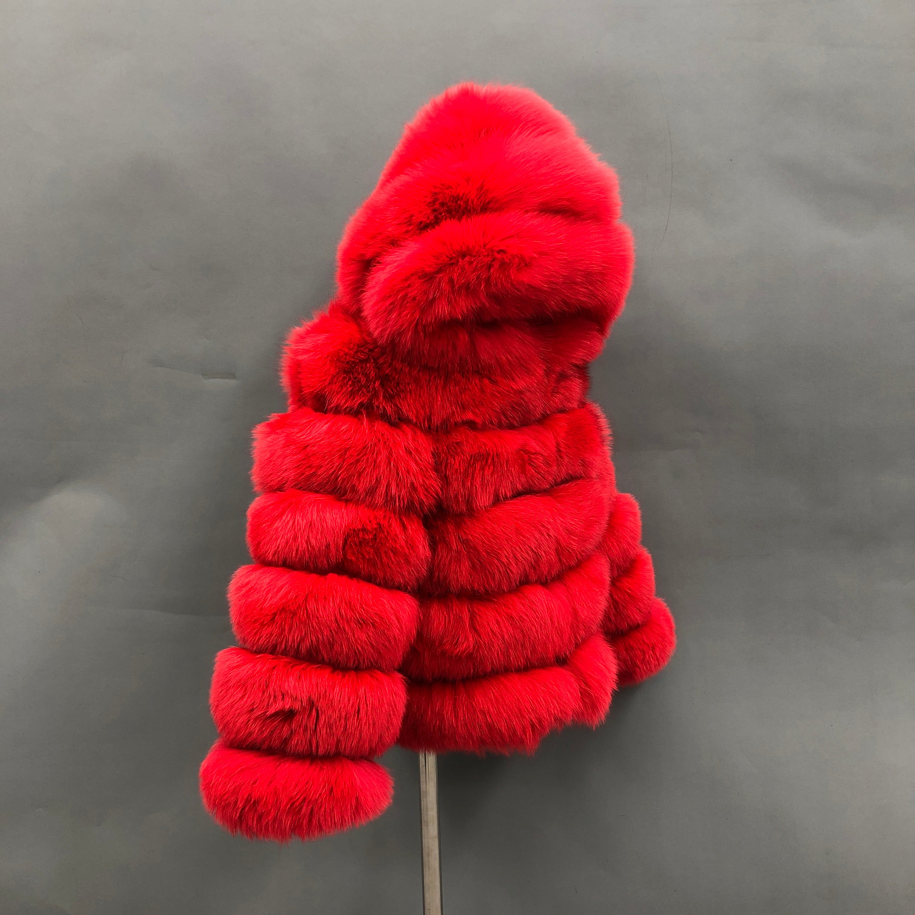 Kid's fur coat the hooded fox fur children's coat