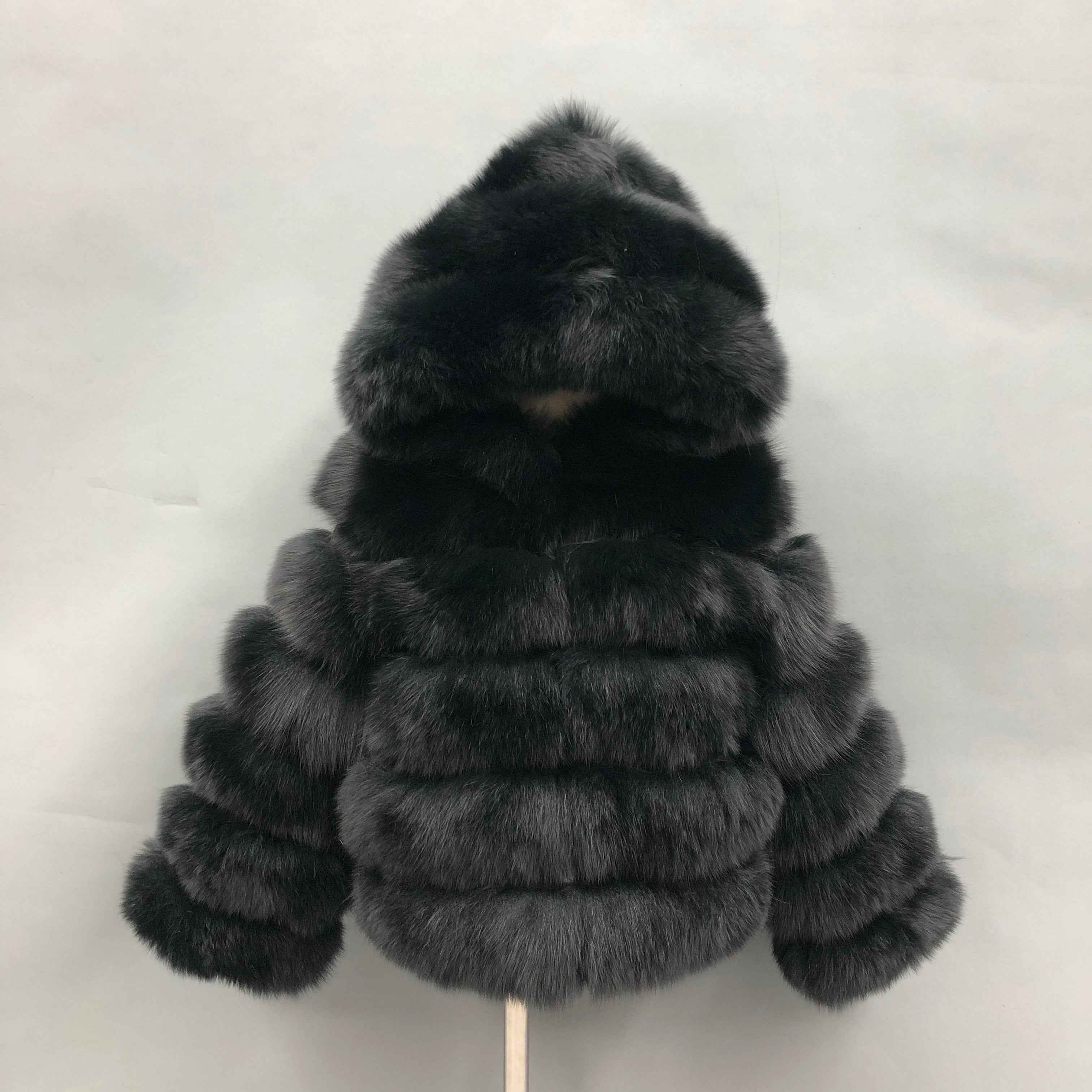 Kid's fur coat the hooded fox fur children's coat