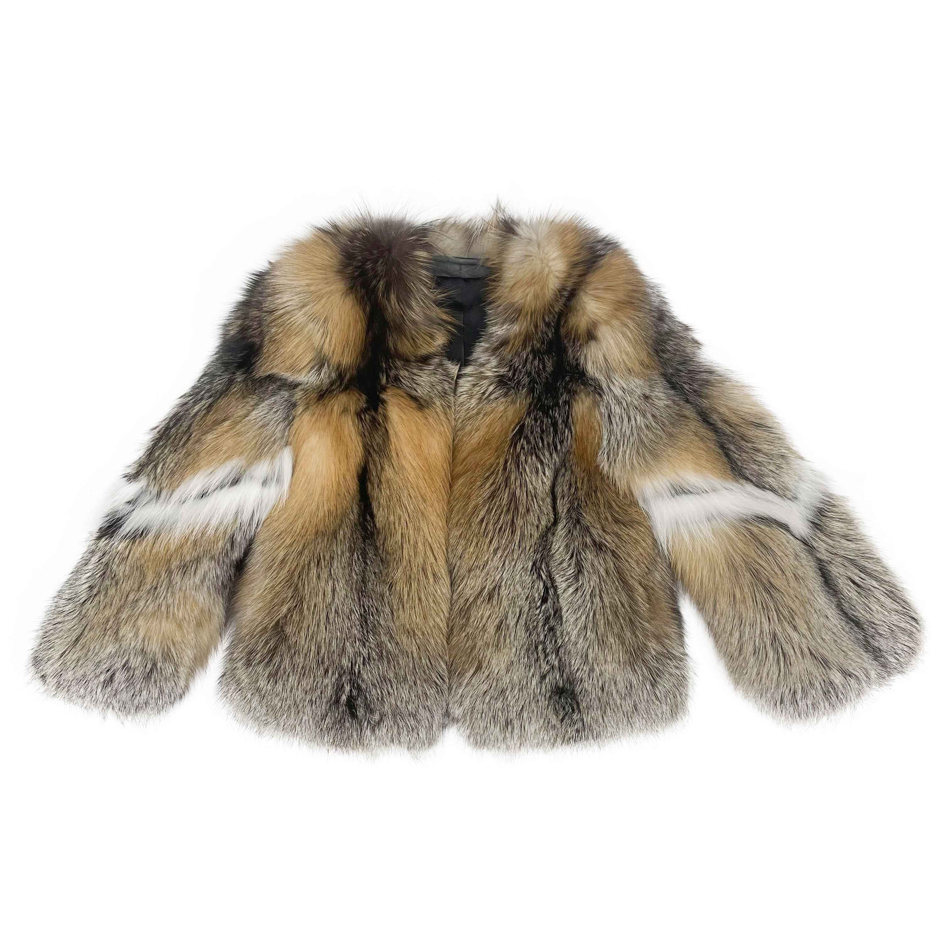 Women’s Golden Chinchilla Fox Full-Pelt Jacket – Elegant Short Coat in Natural Fur for Luxury Winter Fashion