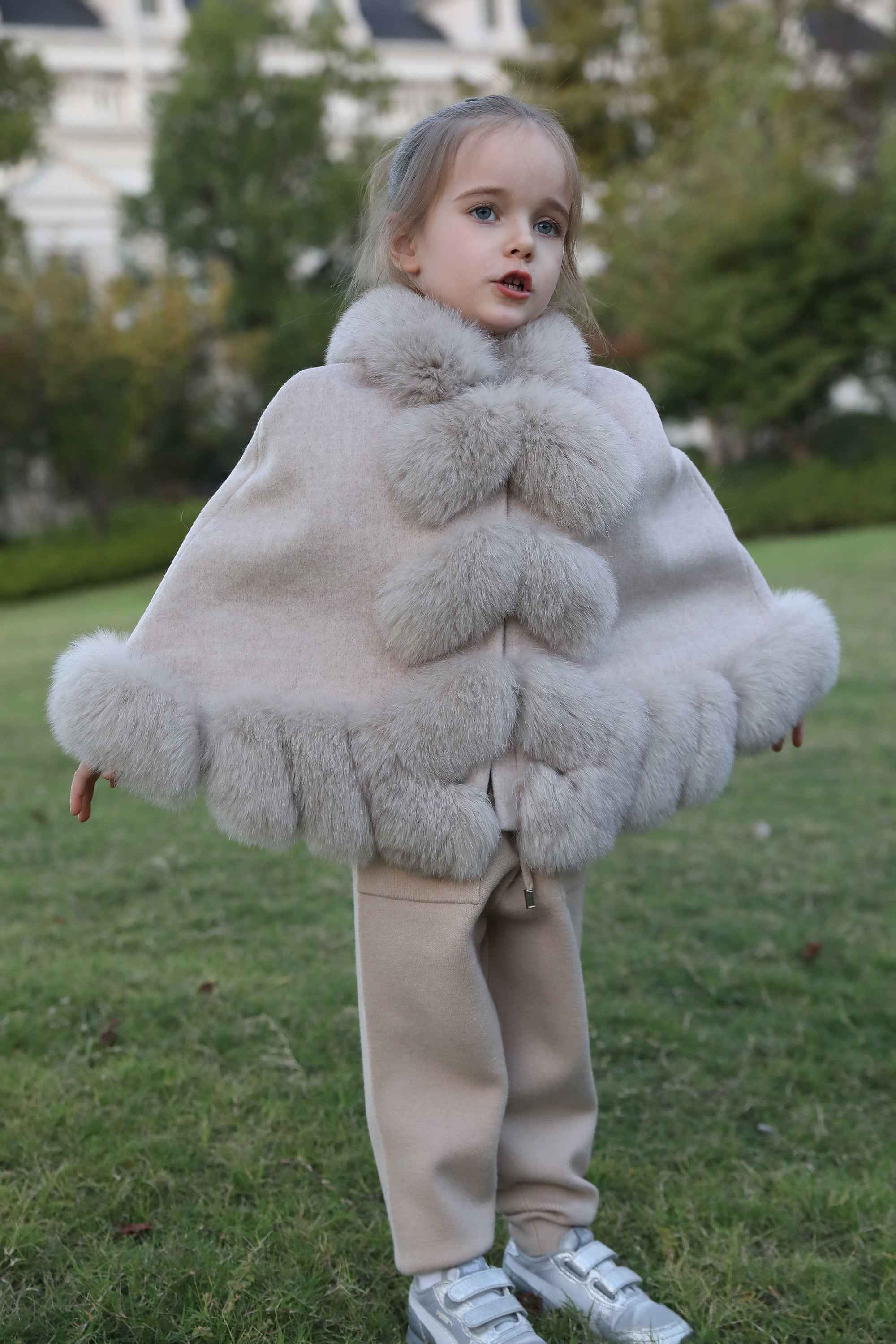 Kid's Fox fur shawl children's fox fur cape