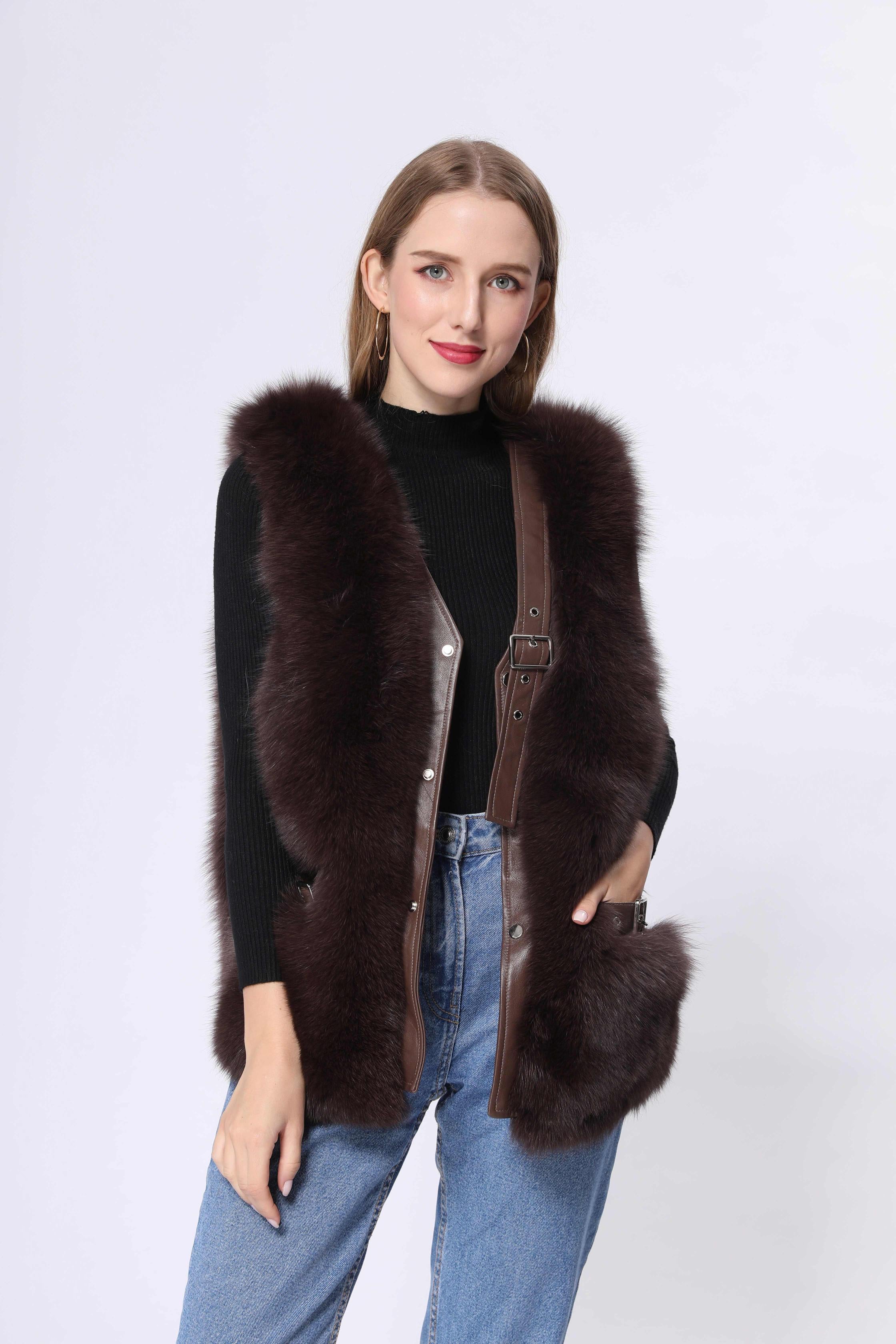 Fox Fur Sleeveless Vest For Autumn And Winter - Janefur