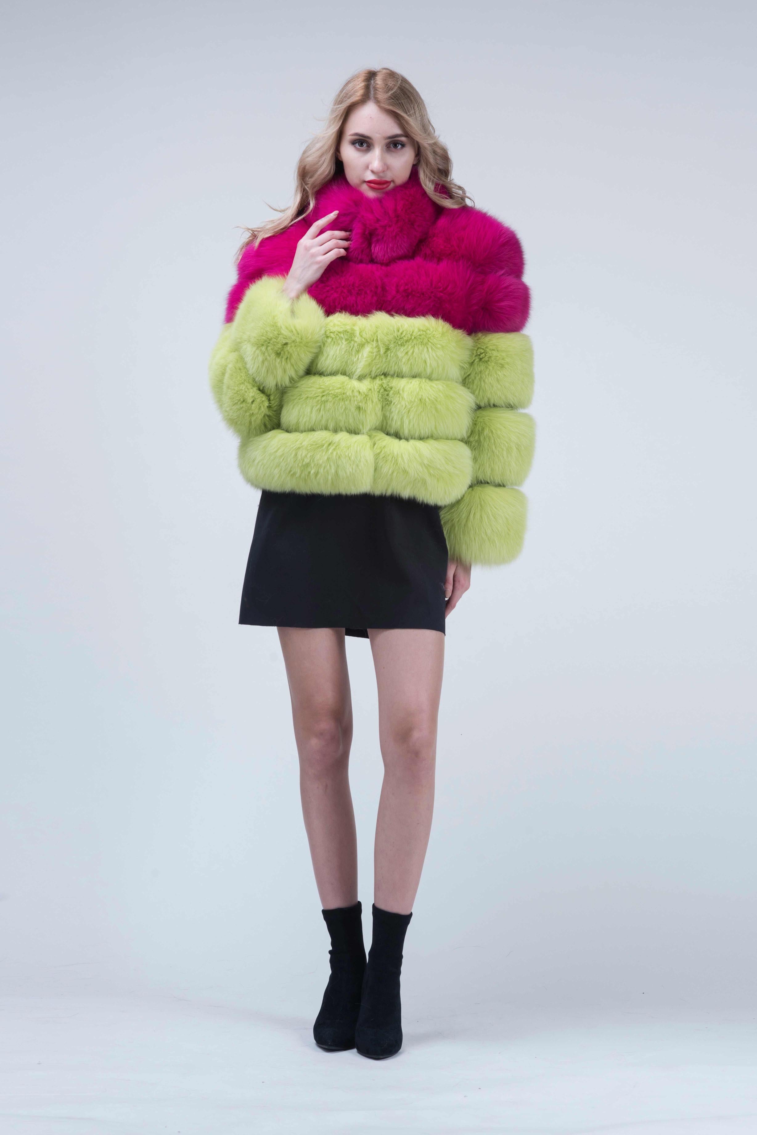 Winter Super Popular Wholesale Fluffy Fox Fur Short Women's Coat - Janefur