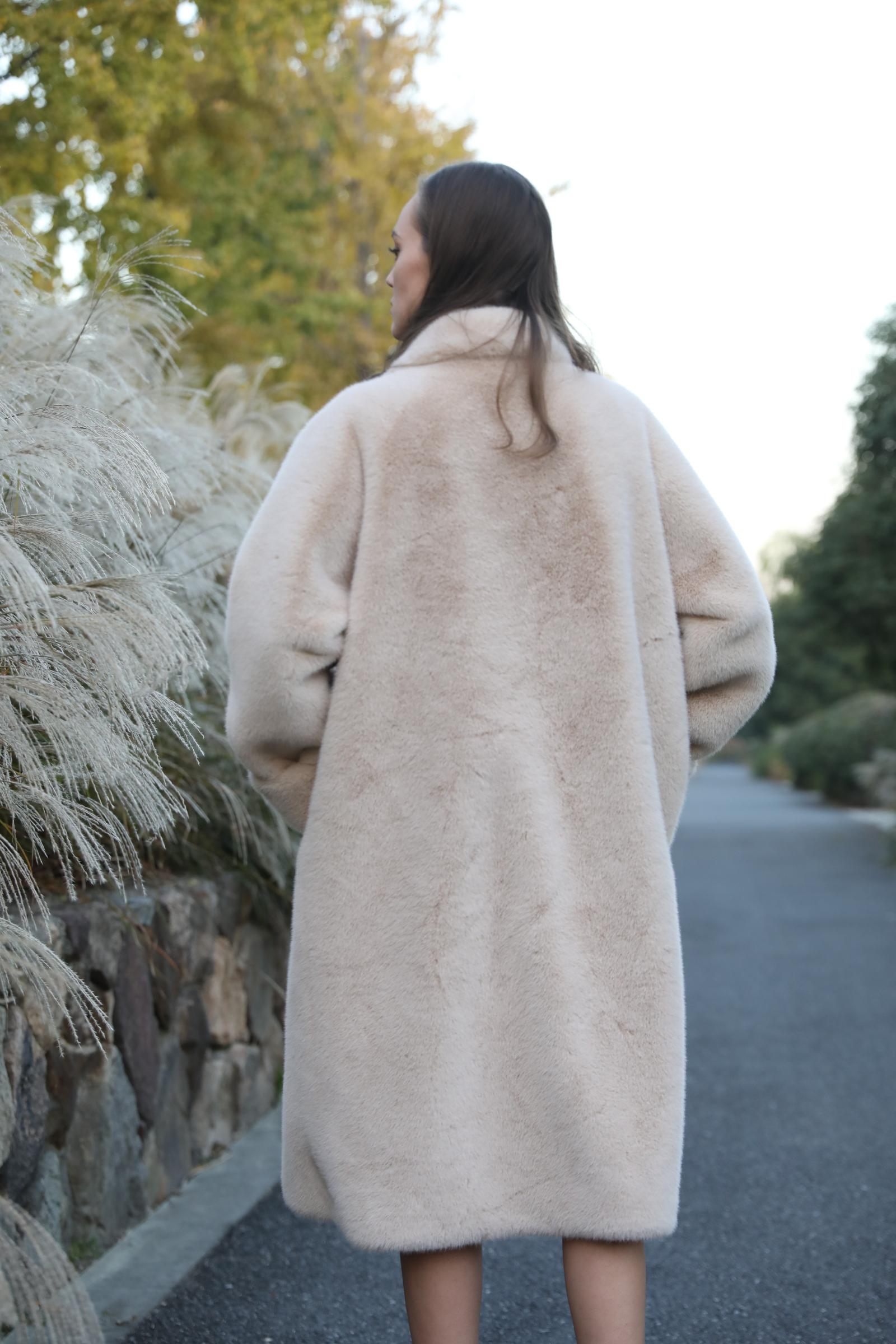 Women's Fall And Winter Cost-effective Suit Collar Long Faux Mink Jacket - Janefur