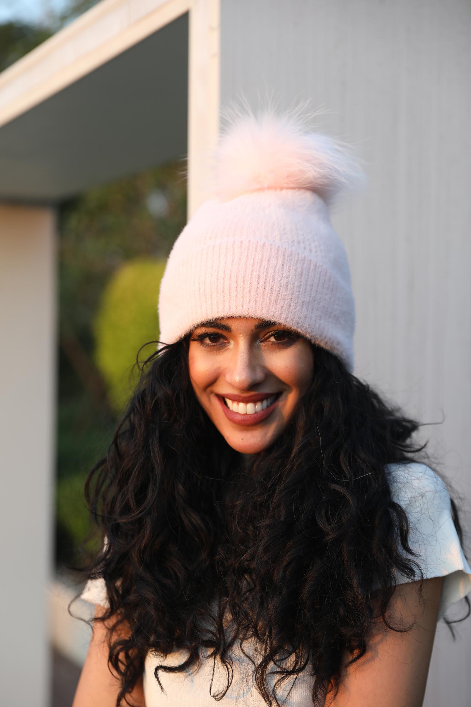 Women's Fashion Fox Fur Hat with Pom Poms - Janefur