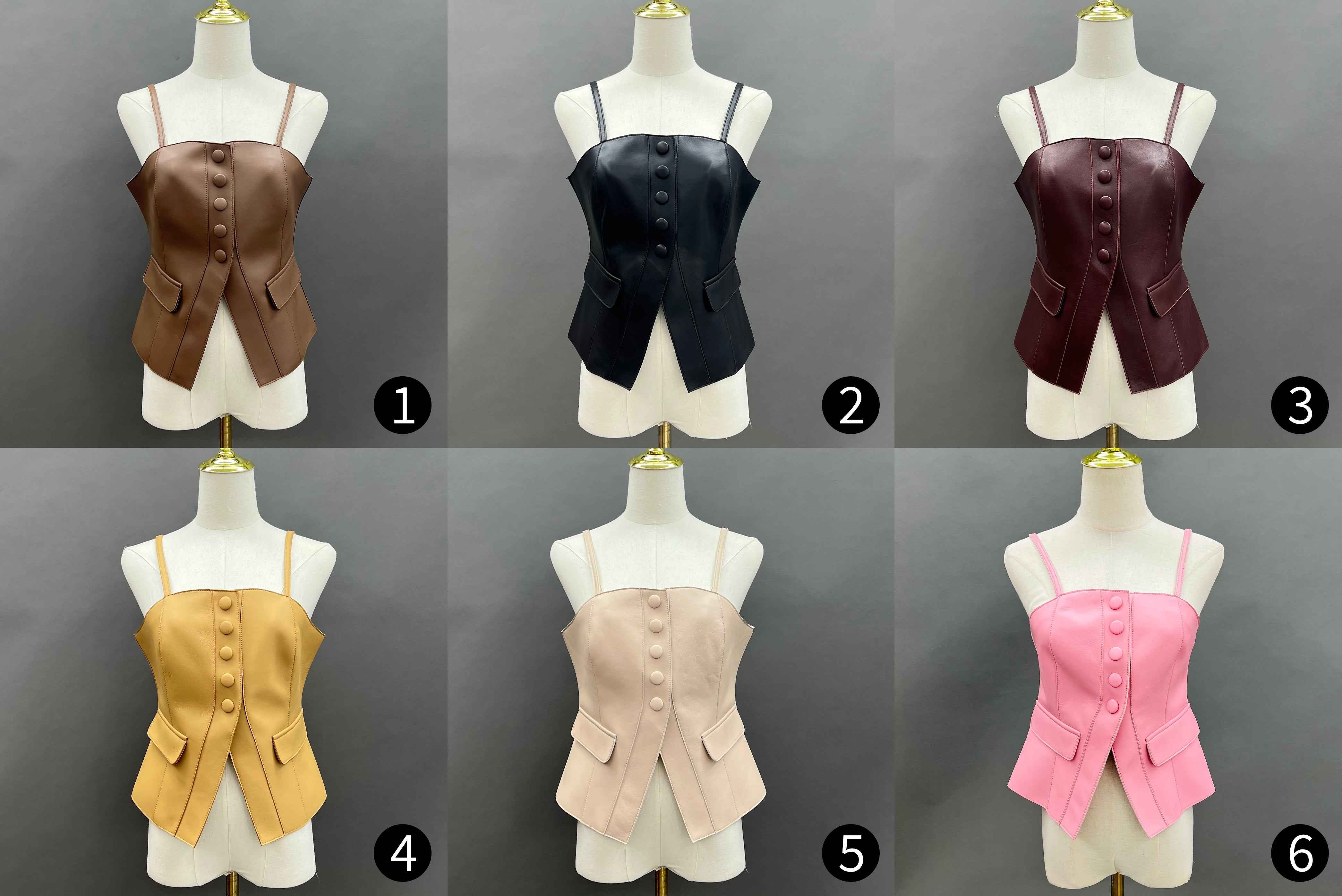 Pink Faux Leather Corset Top with Vertical Buttons and Pockets – Women’s Strappy Bodysuit for Casual & Party Wear