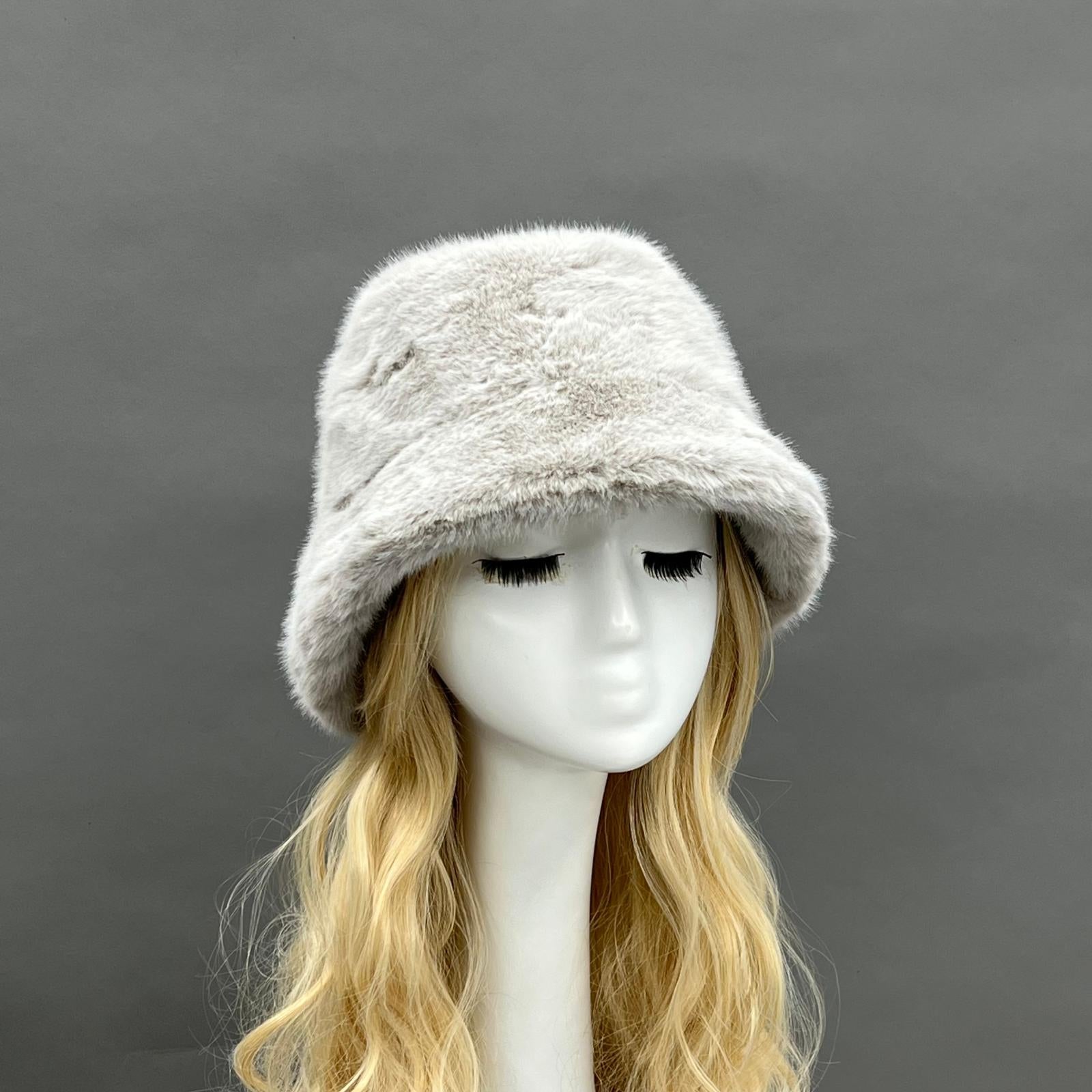 Women's Eco-Friendly Fur Bucket Hat for Casual and Warm - Janefur