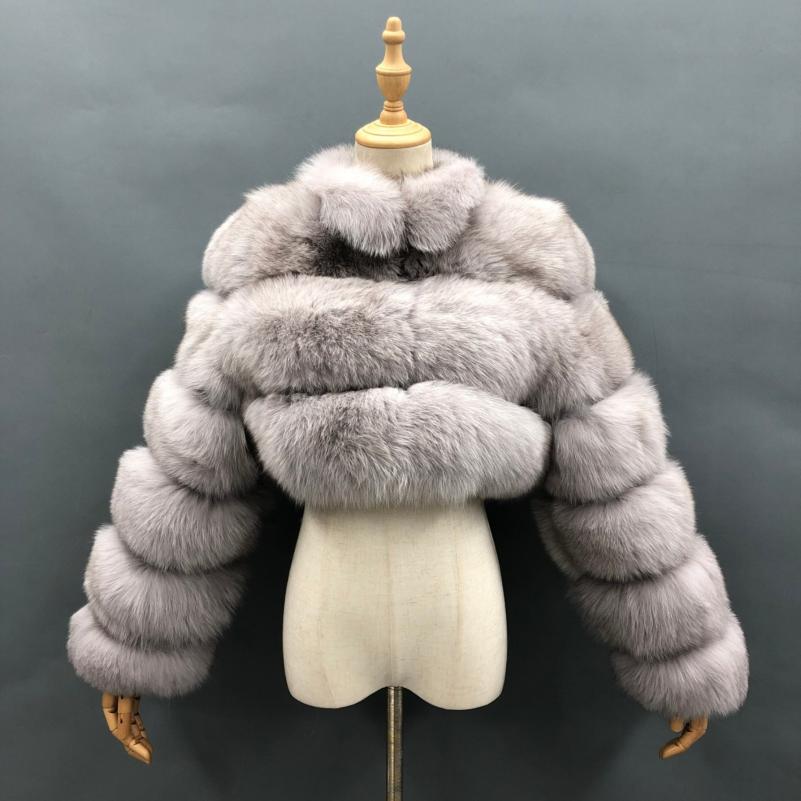 Winter Thick Warm Real Fox Fur Jacket Fashion Short Blue Fur Coat Women - Janefur