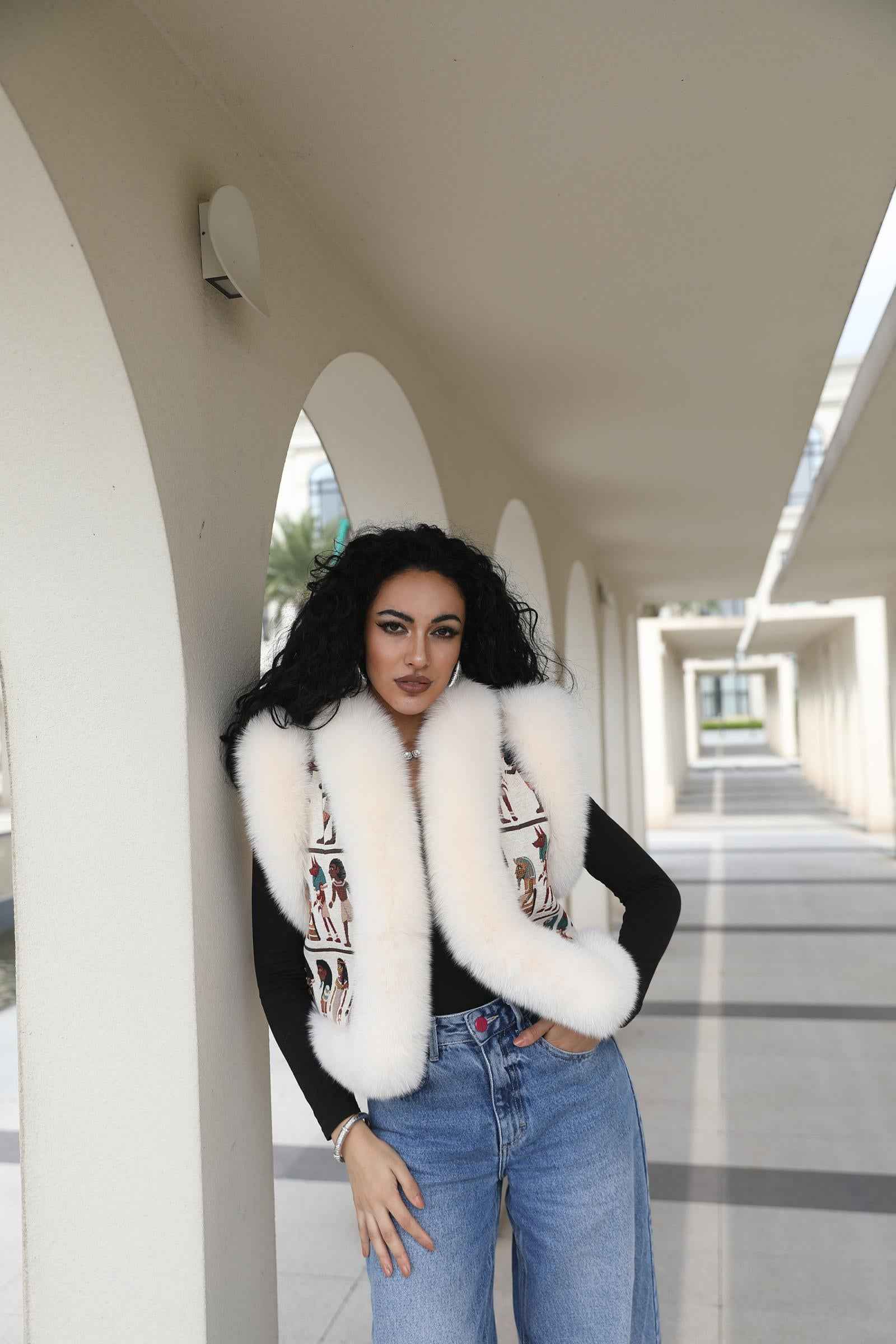 Fox Fur Vest Reversible Two-Sided Vest Women's Cute Vest - Janefur