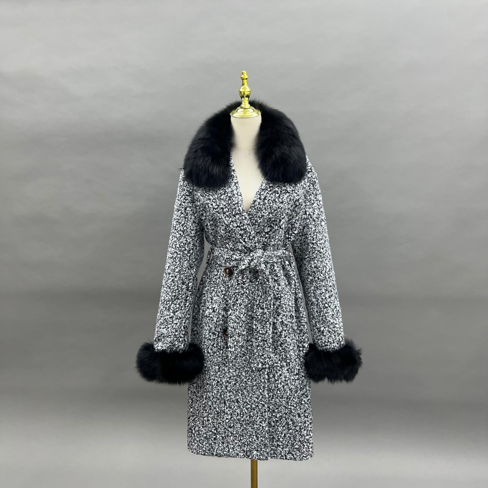 Circle Fleece Coat for Women Classic Fashion Small Square - Collar Jacket - Janefur