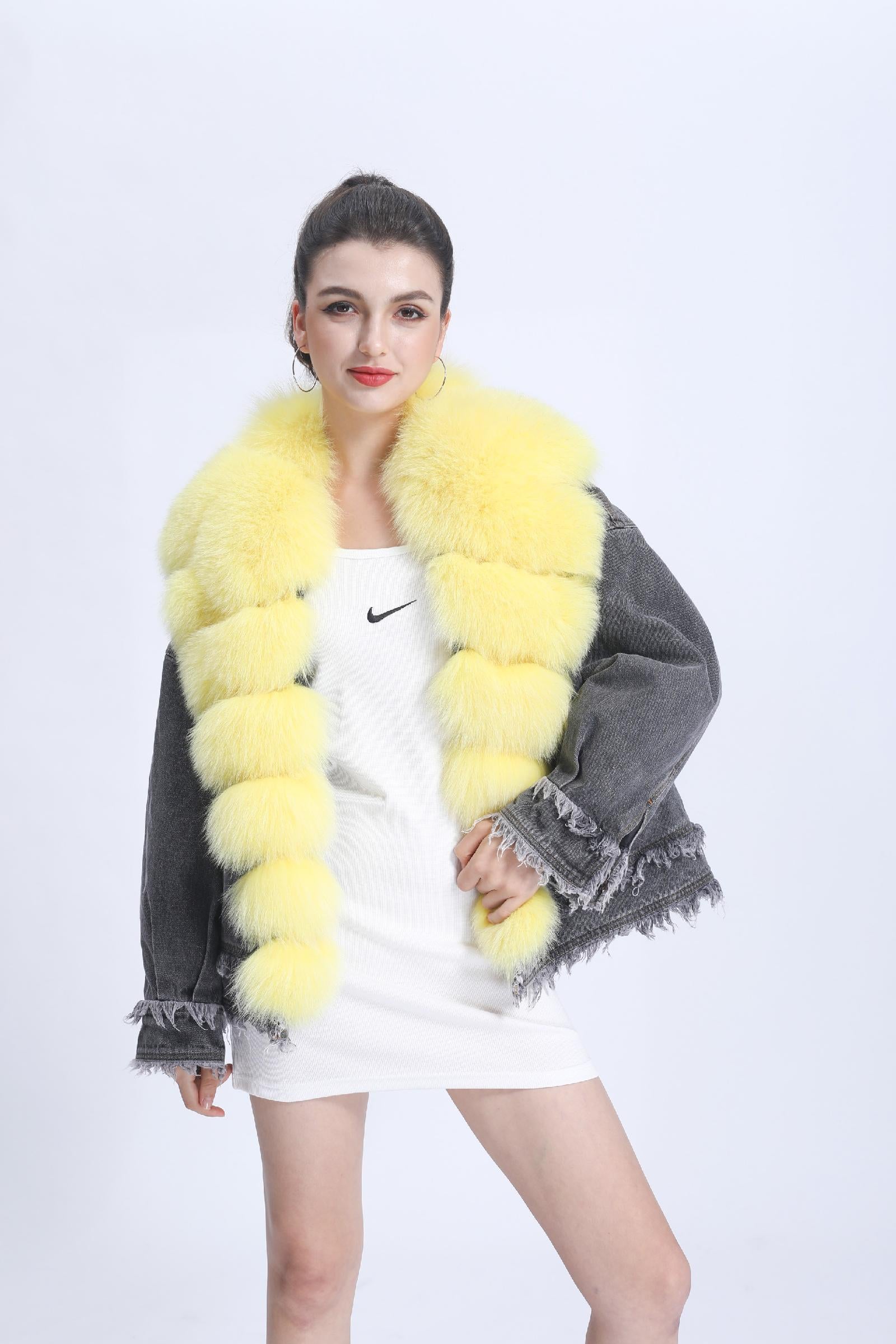 Women's Down Jacket With Real Large Fox Fur Collar Luxurious Coat For Winter Fluffy Jacket - Janefur