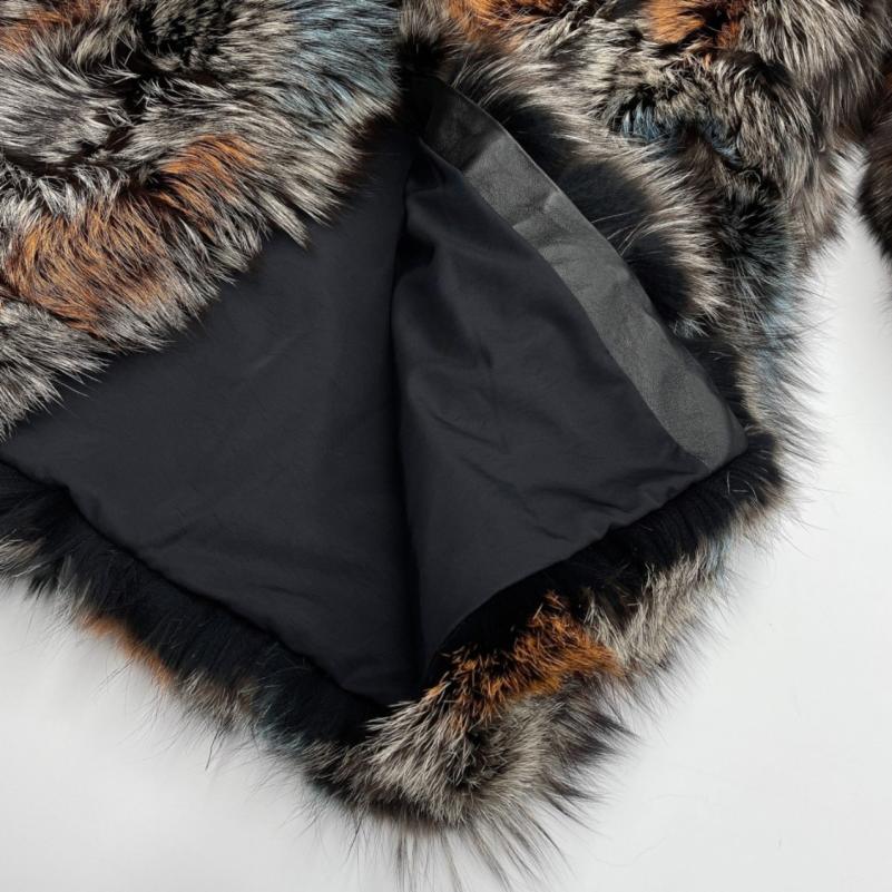 Long Blue Fox Hooded Fox Fur Coat - Janefur