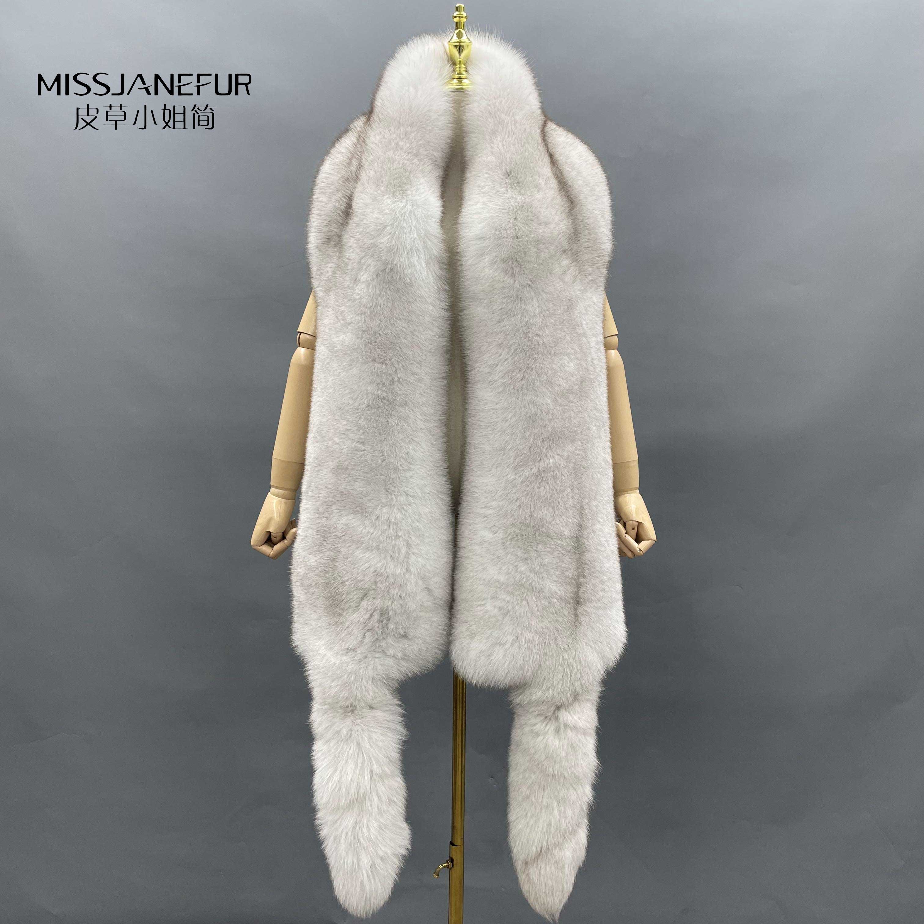 Missjanefur Fashion Symmetrical Fox Tail Fur Scarf - Janefur