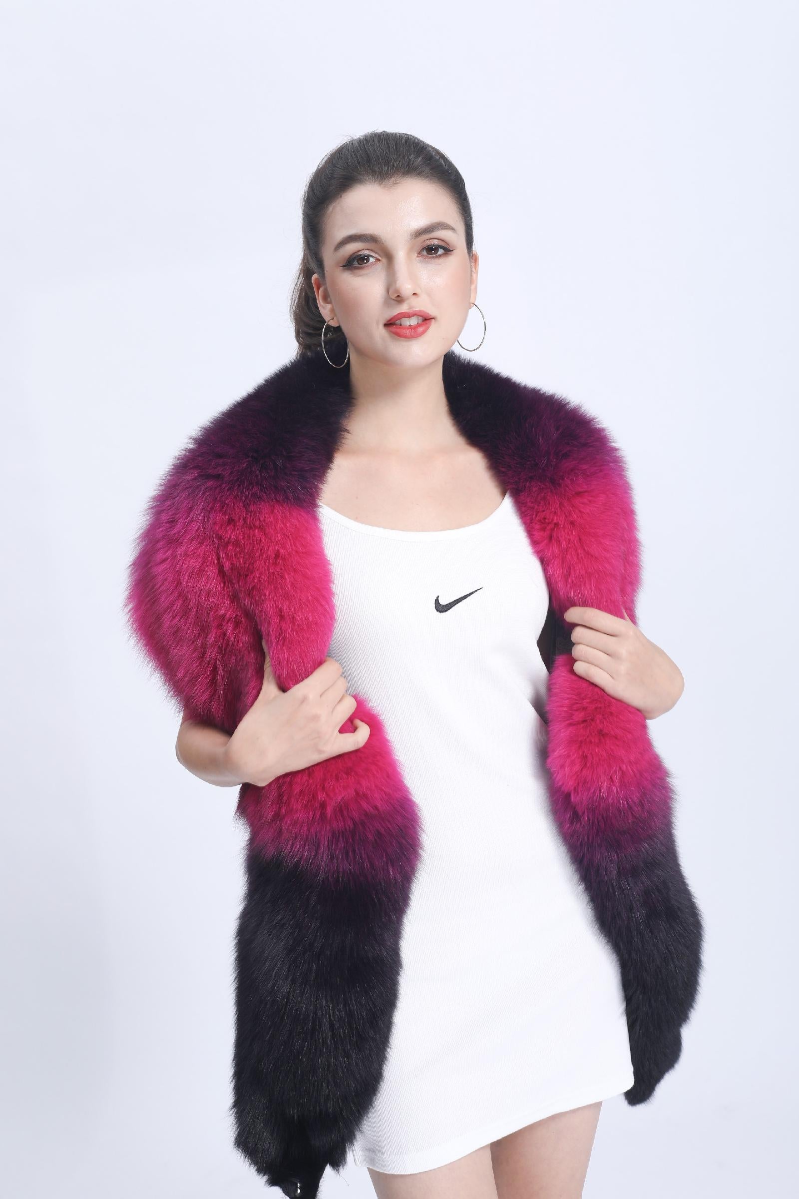 Real Fox Fur Shawl Fox fur trim Winter Women Real Fur Fashion Poncho Fox Fur Trimmed Cape Winter Cape Female - Janefur