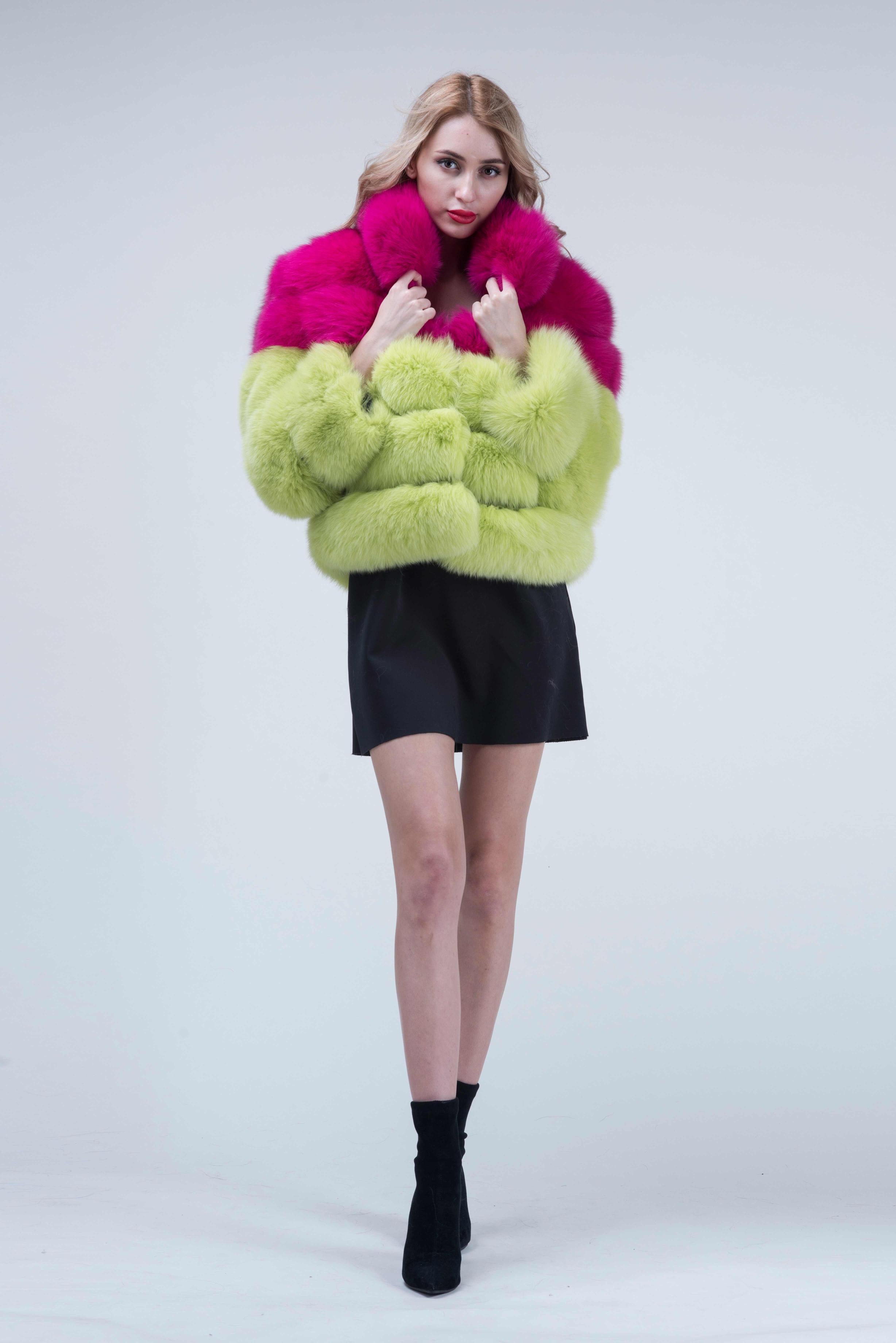 Winter Super Popular Wholesale Fluffy Fox Fur Short Women's Coat - Janefur
