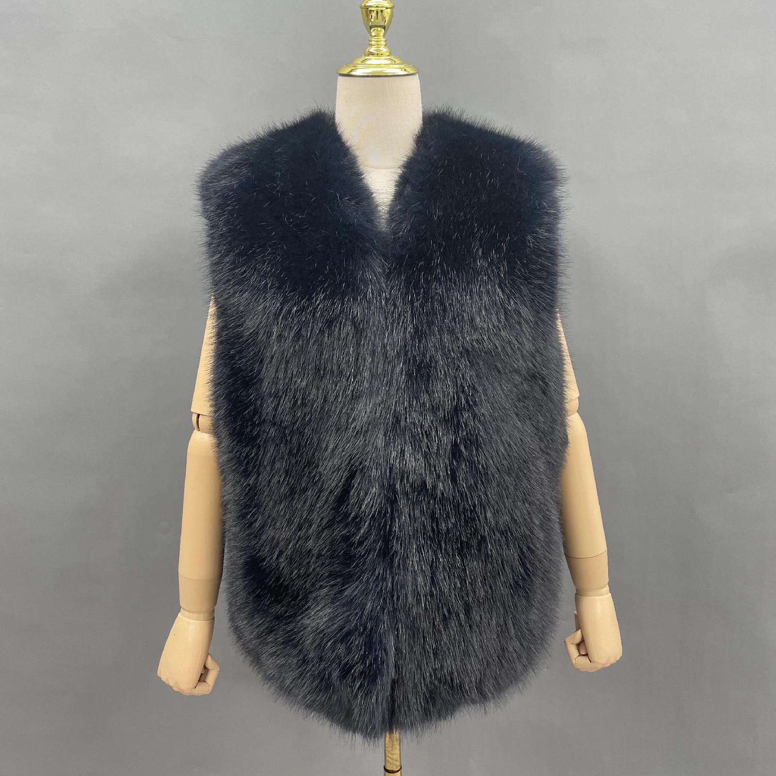 Women's Short Slim-fit Versatile Faux Fur Vest Whole Eco Fur Vest - Janefur