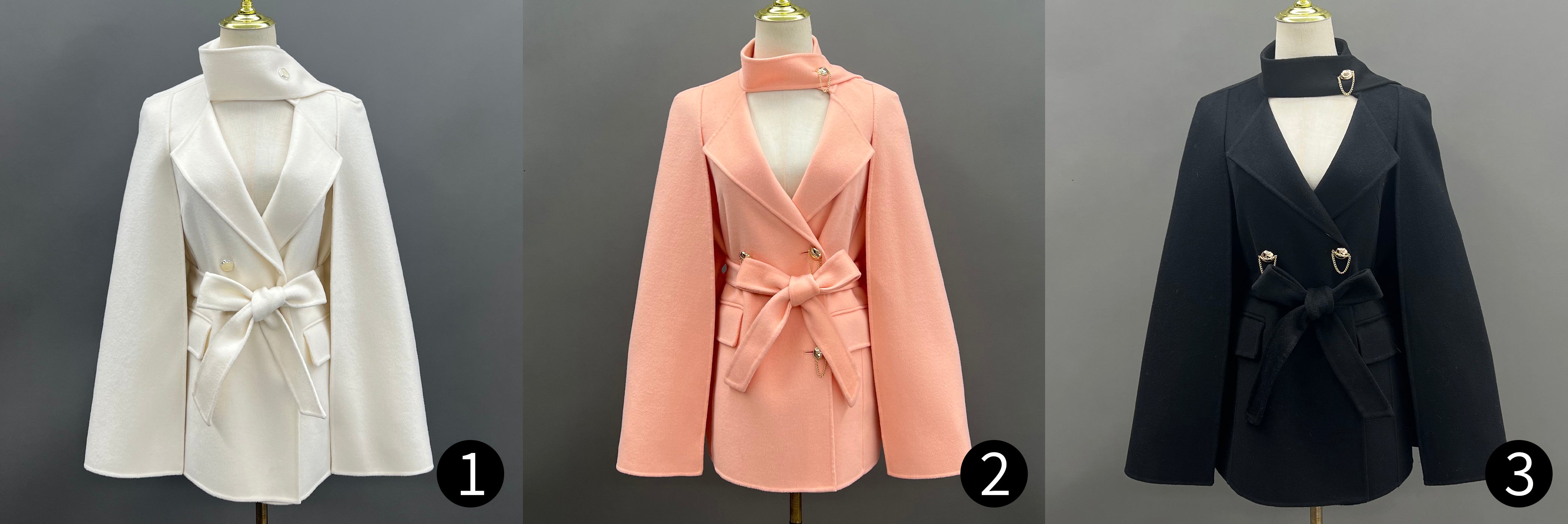 Collar decoration suit collar cashmere wool coat - Janefur