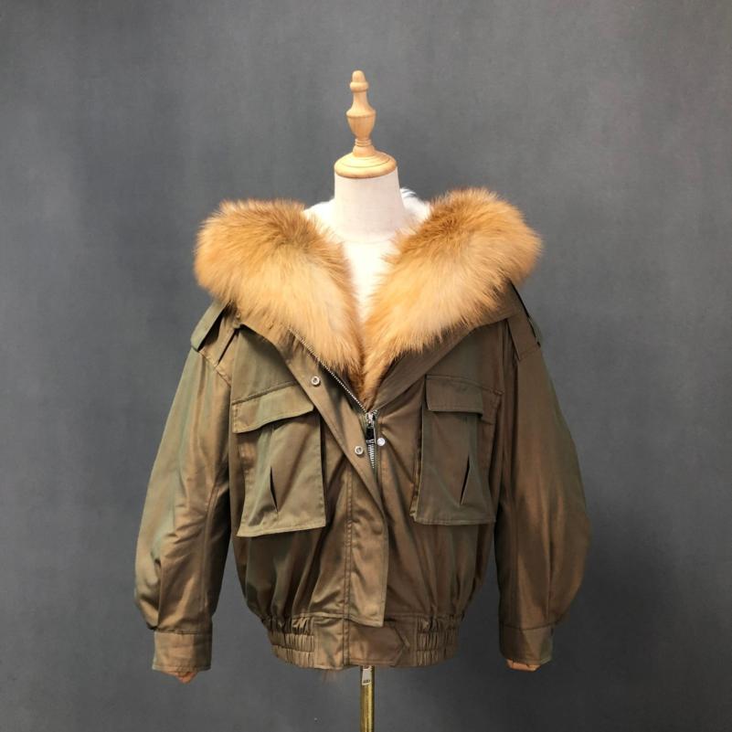 Winter Fur Hooded Coat Lamb Lining With Fox Fur Collar Long Women's Parka - Janefur