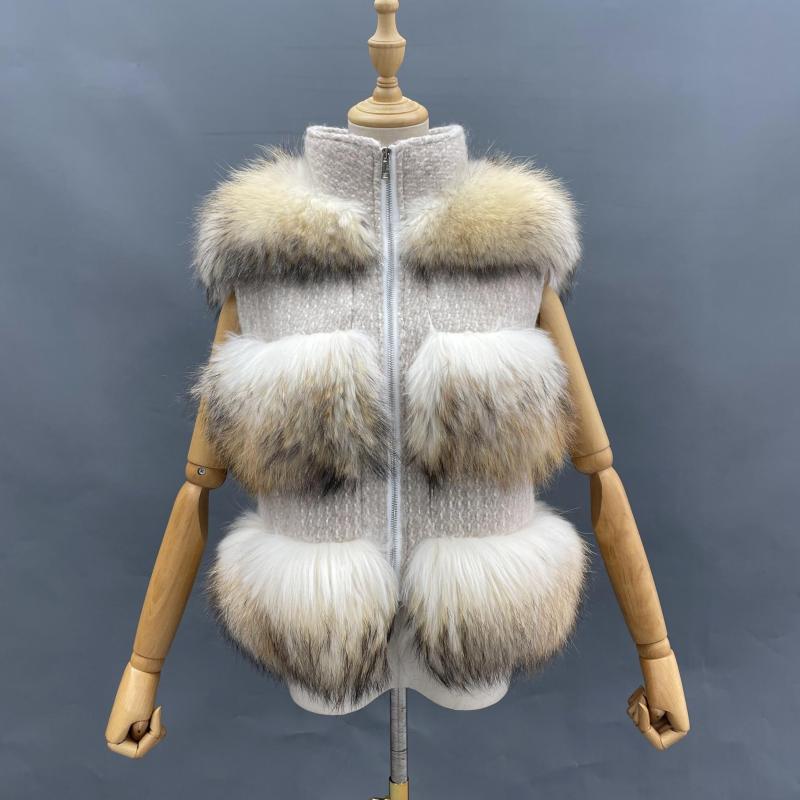 Zipped Chanel Style Raccoon Fur Vest - Janefur