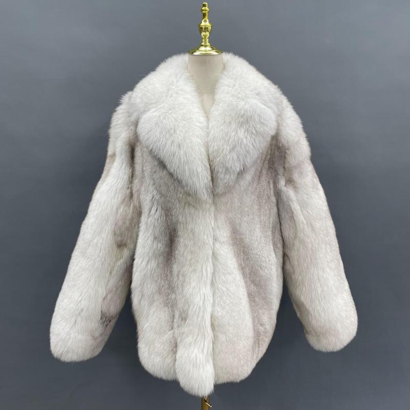 Warm Luxury Fluffy Men's Large Size Real Fox Fur Coat - Janefur
