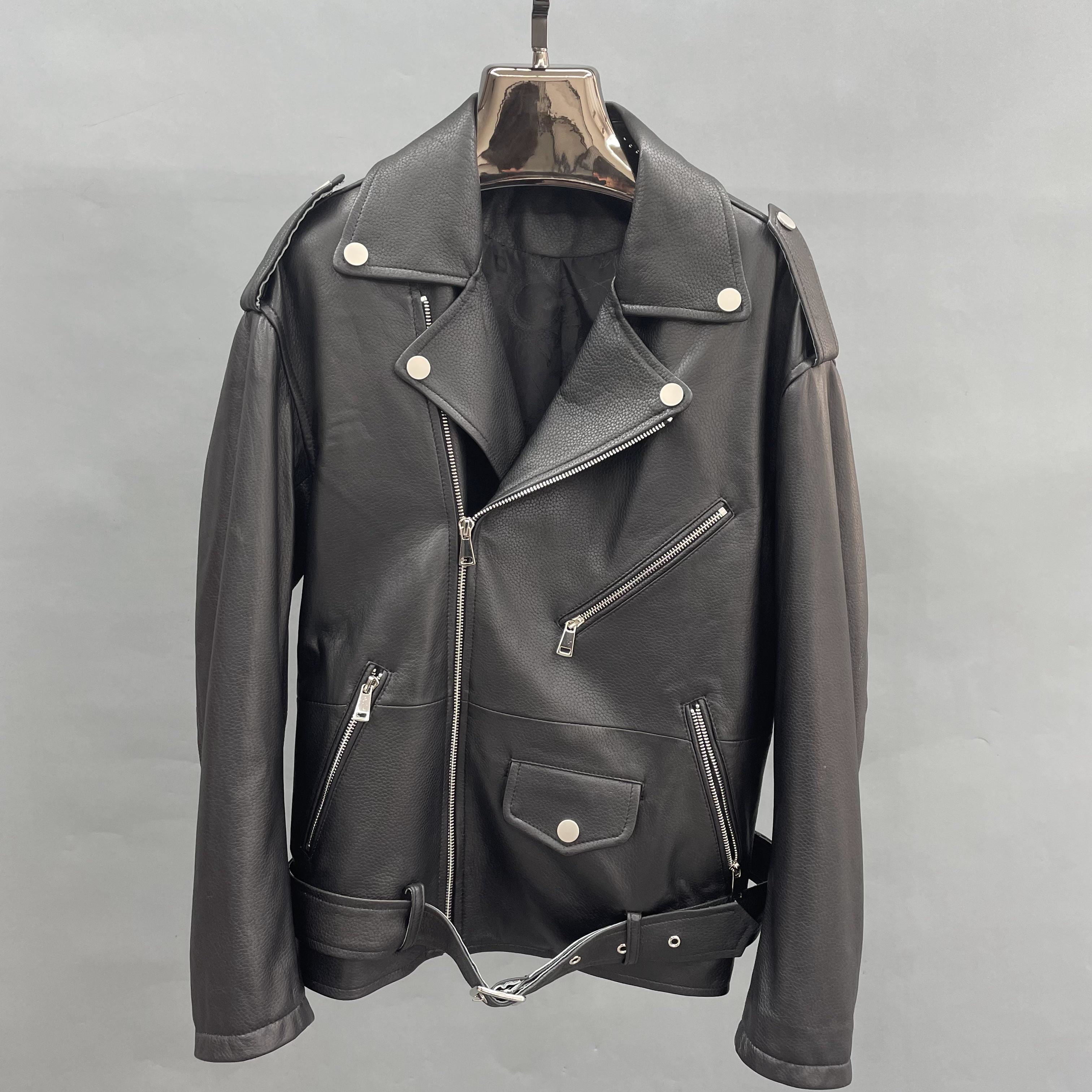 Black Windproof Leather Jacket Fashion Men's Wear - Janefur