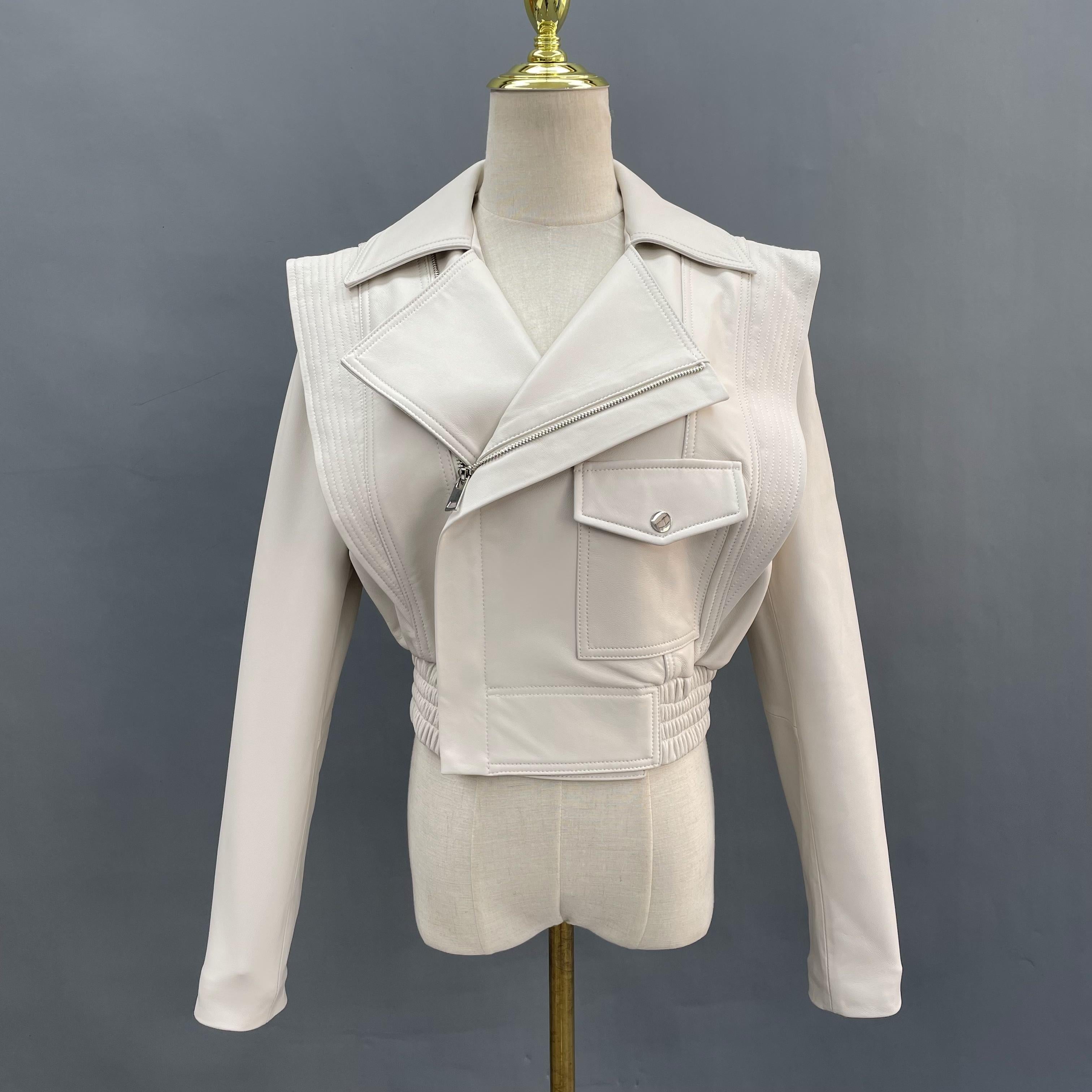 Fashion Motorcycle Short Leather Jacket - Janefur