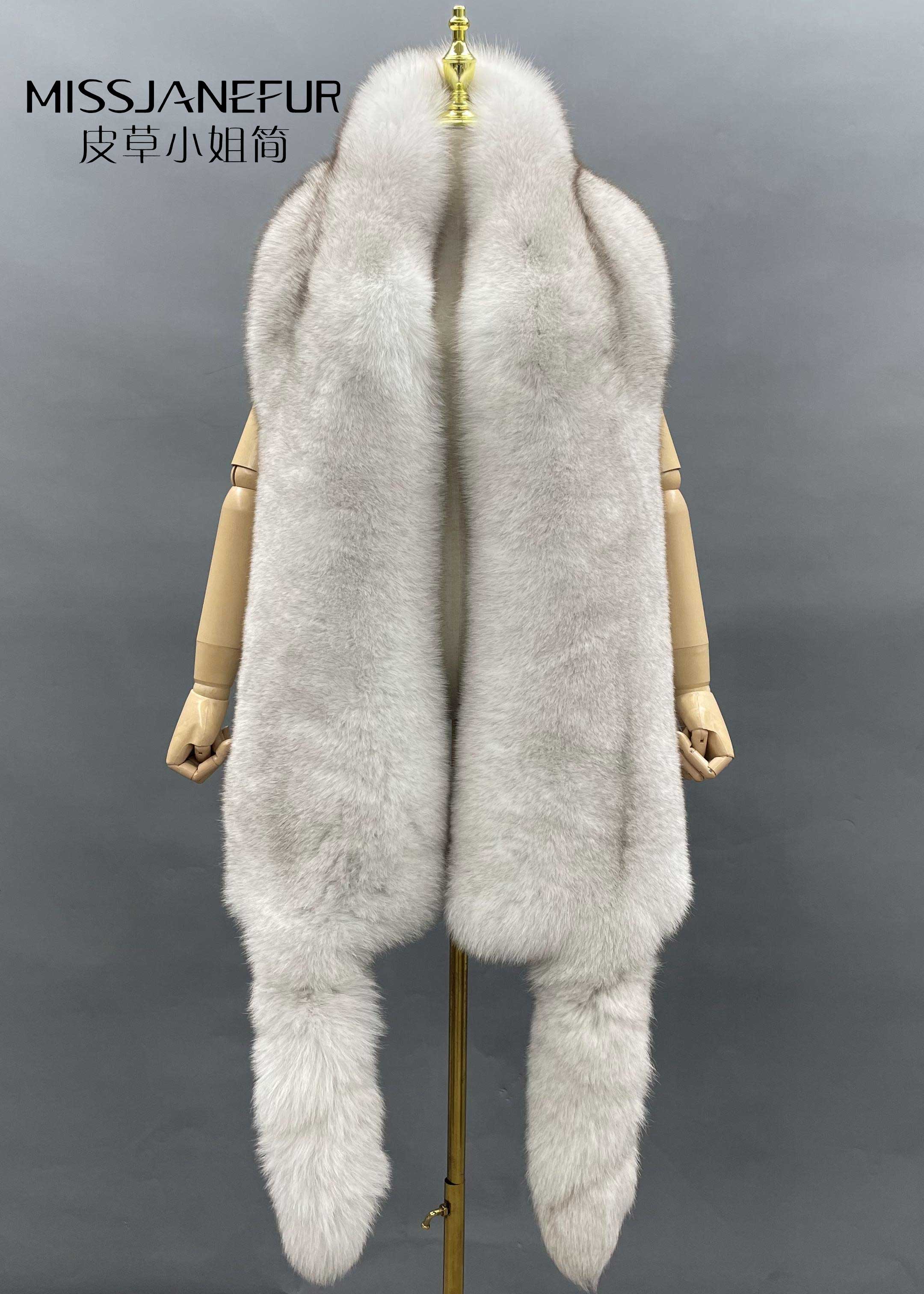 Missjanefur Fashion Symmetrical Fox Tail Fur Scarf - Janefur