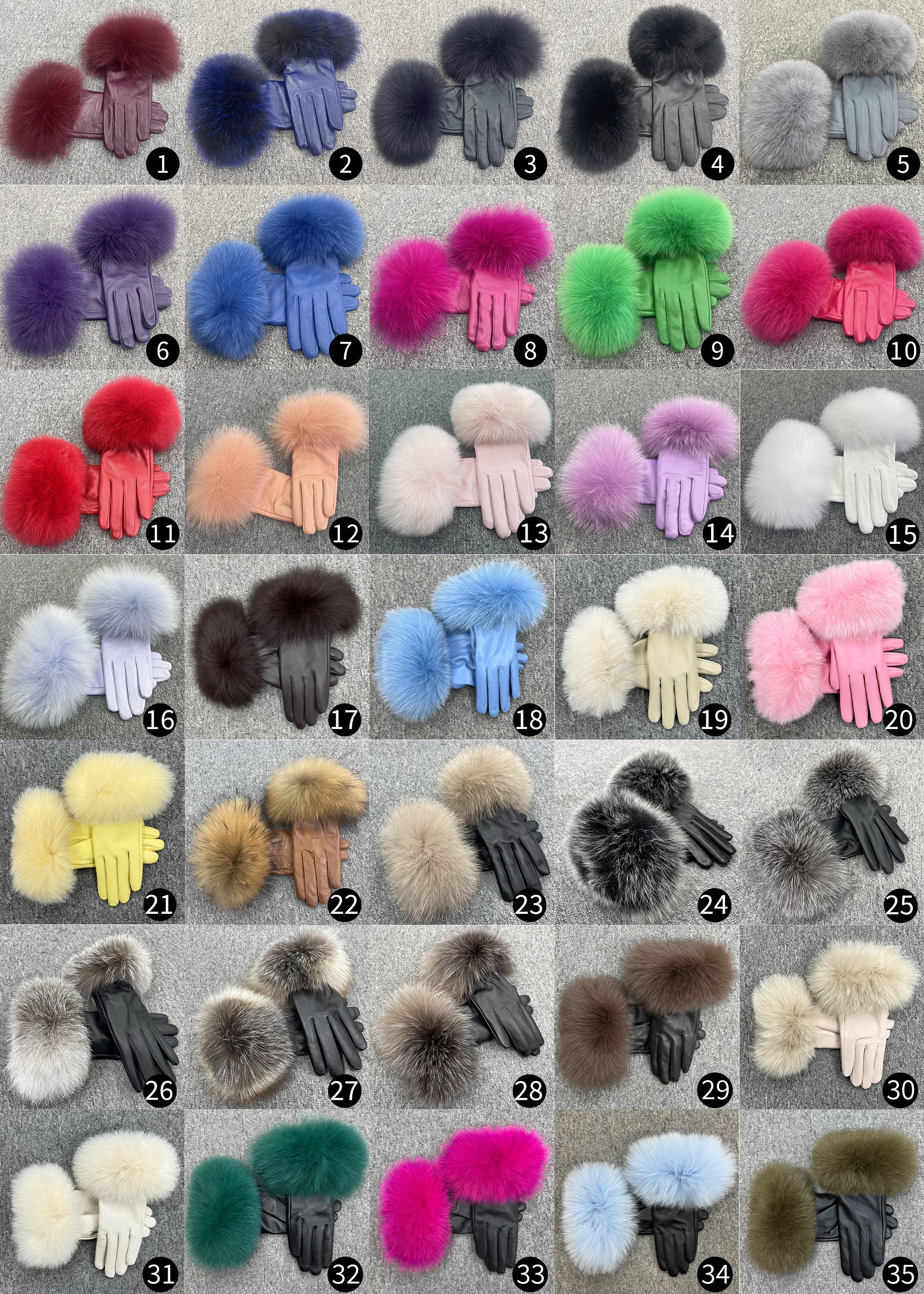 Women’s Black Leather Gloves with Real Fox Fur Trim – Elegant Winter Fashion Accessory for Luxury Style