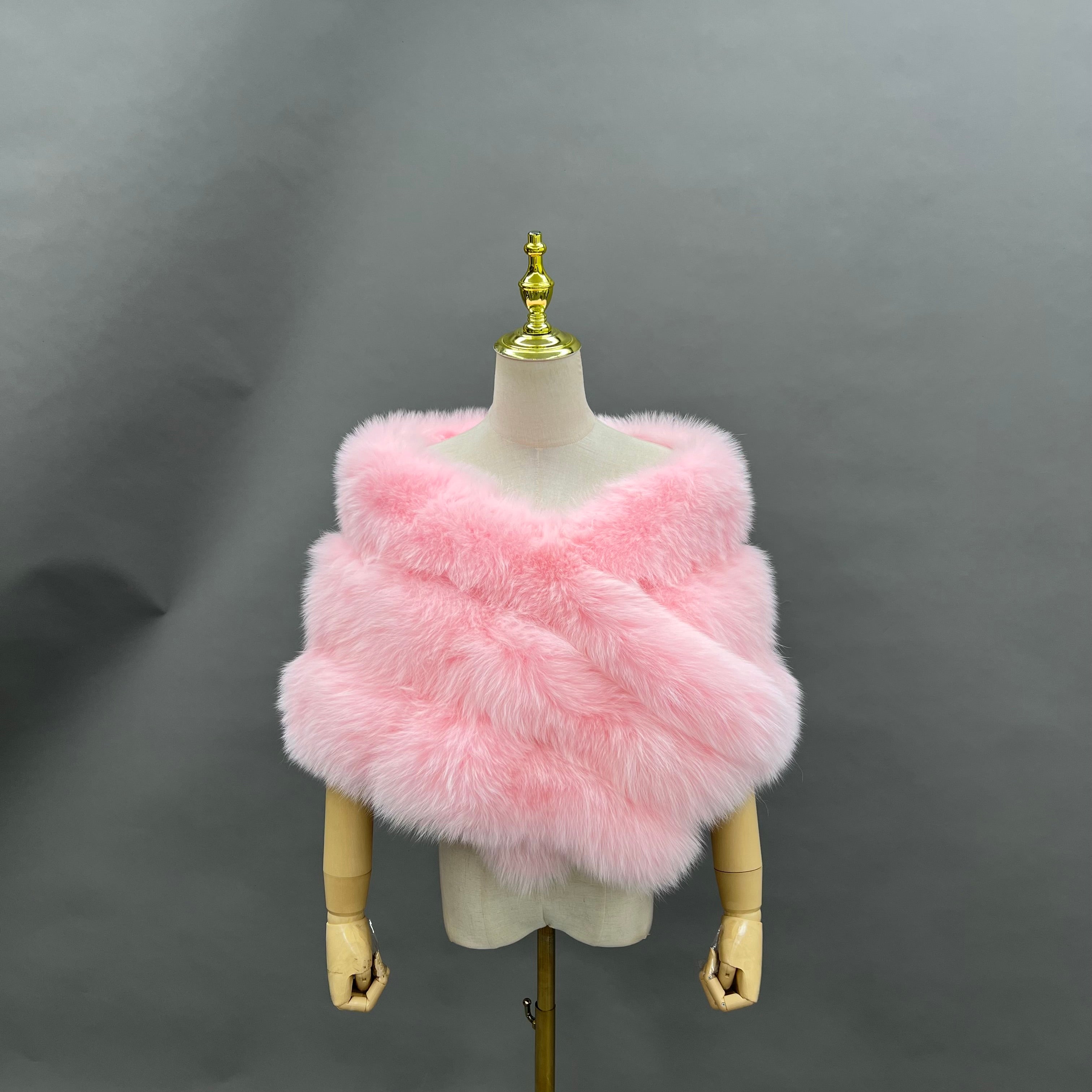 Three-Section Horizontal Stripe Cape F 16#Light Pink