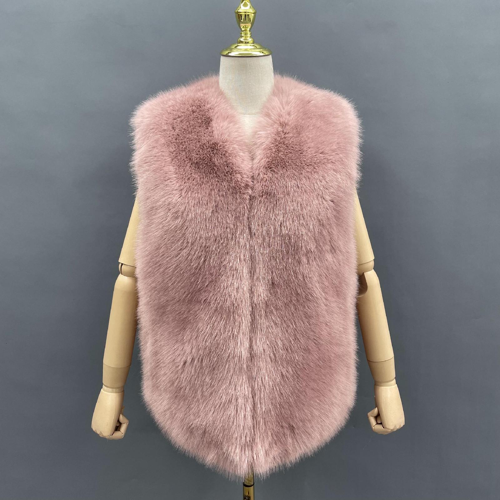 Women's Short Slim-fit Versatile Faux Fur Vest Whole Eco Fur Vest - Janefur
