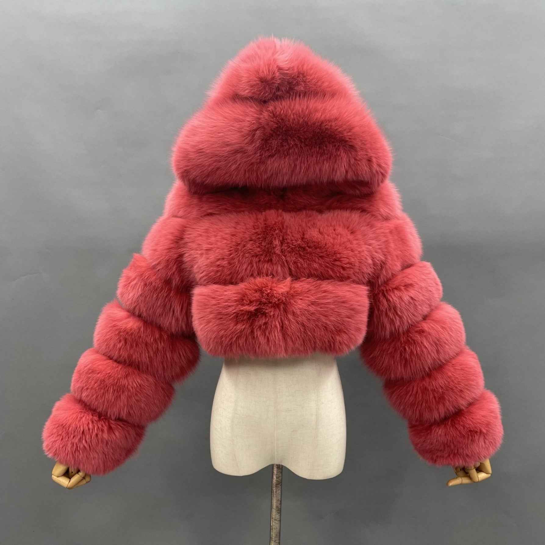 New Women's Winter Rainbow Fox Fur Hooded Coat - Janefur