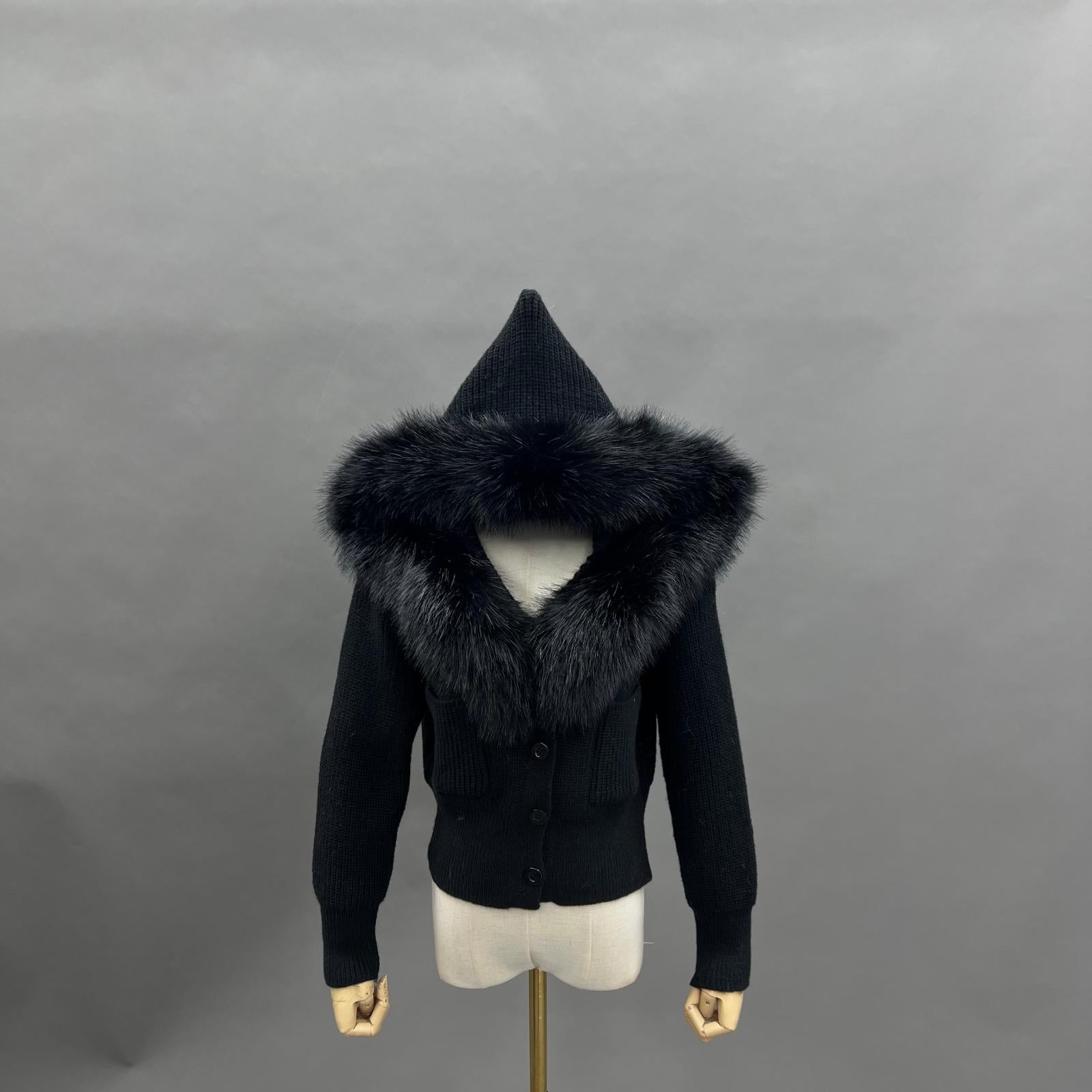 Women's Knitted Hooded Faux Fur Collar Active Fashion Jacket - Janefur