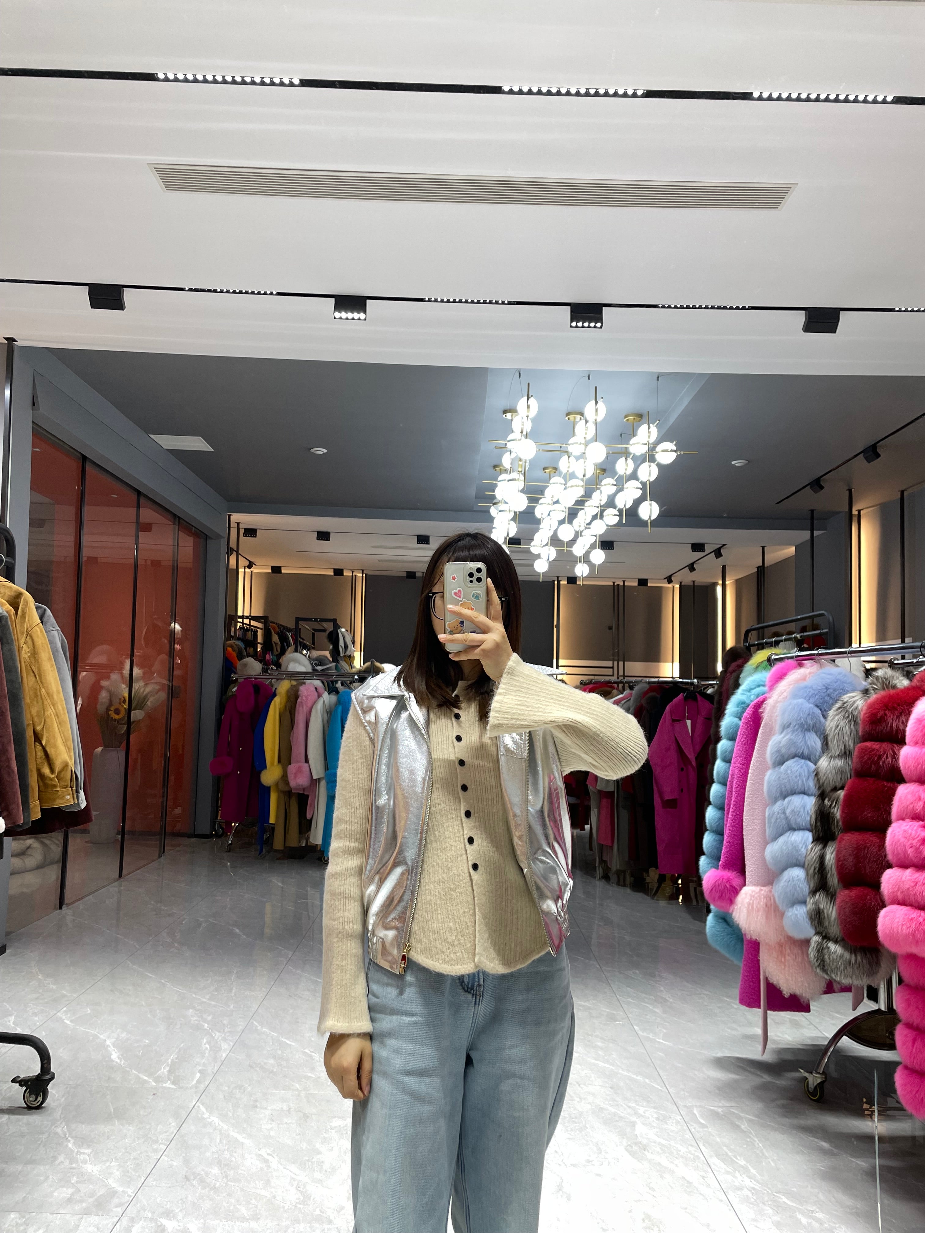 Shiny Silver Lapel Sleeveless Vest: Edgy & Chic Fashion Statement - Janefur