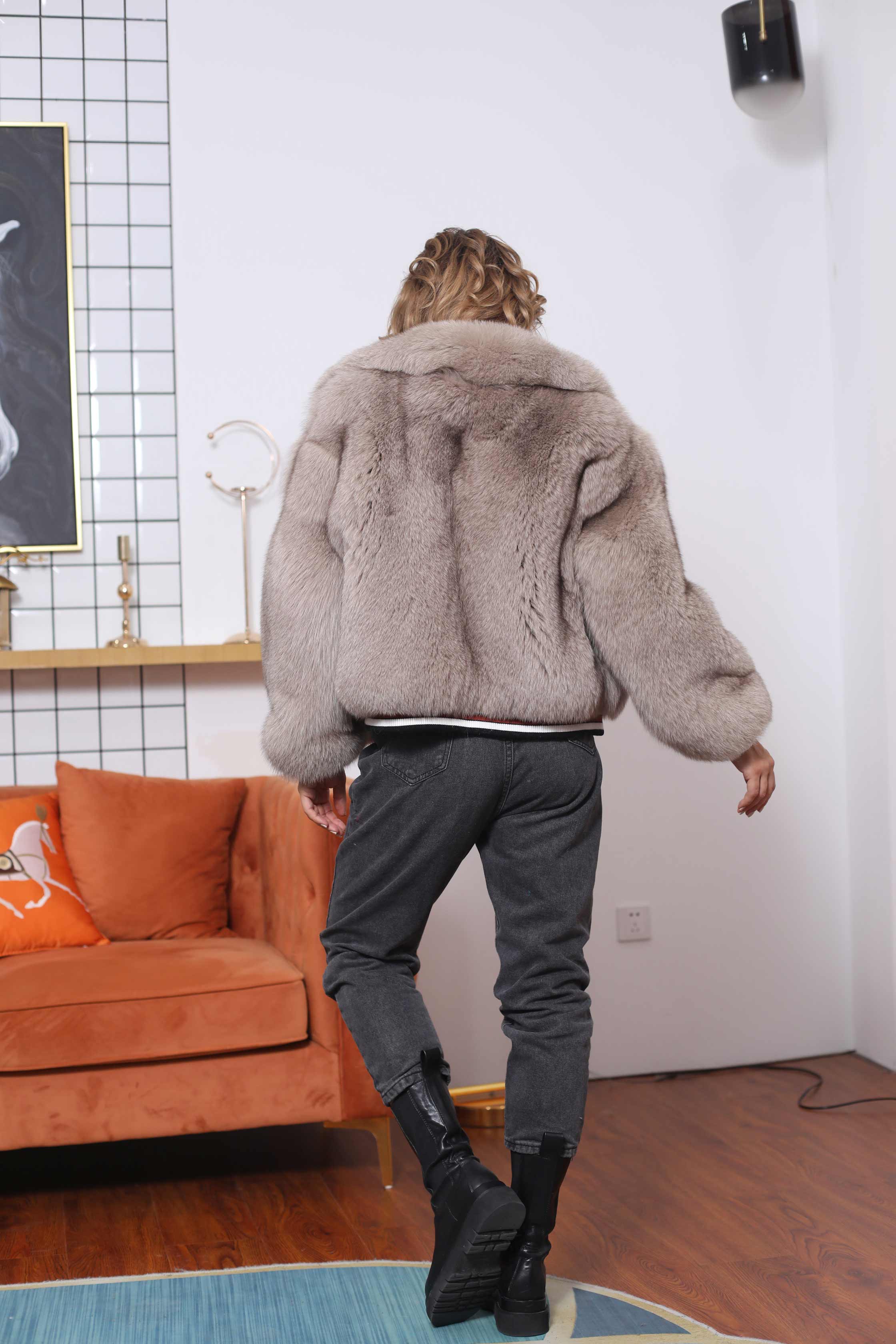High Quality Comfortable Fox Fur Coat Lapel Zipper Clothes - Janefur