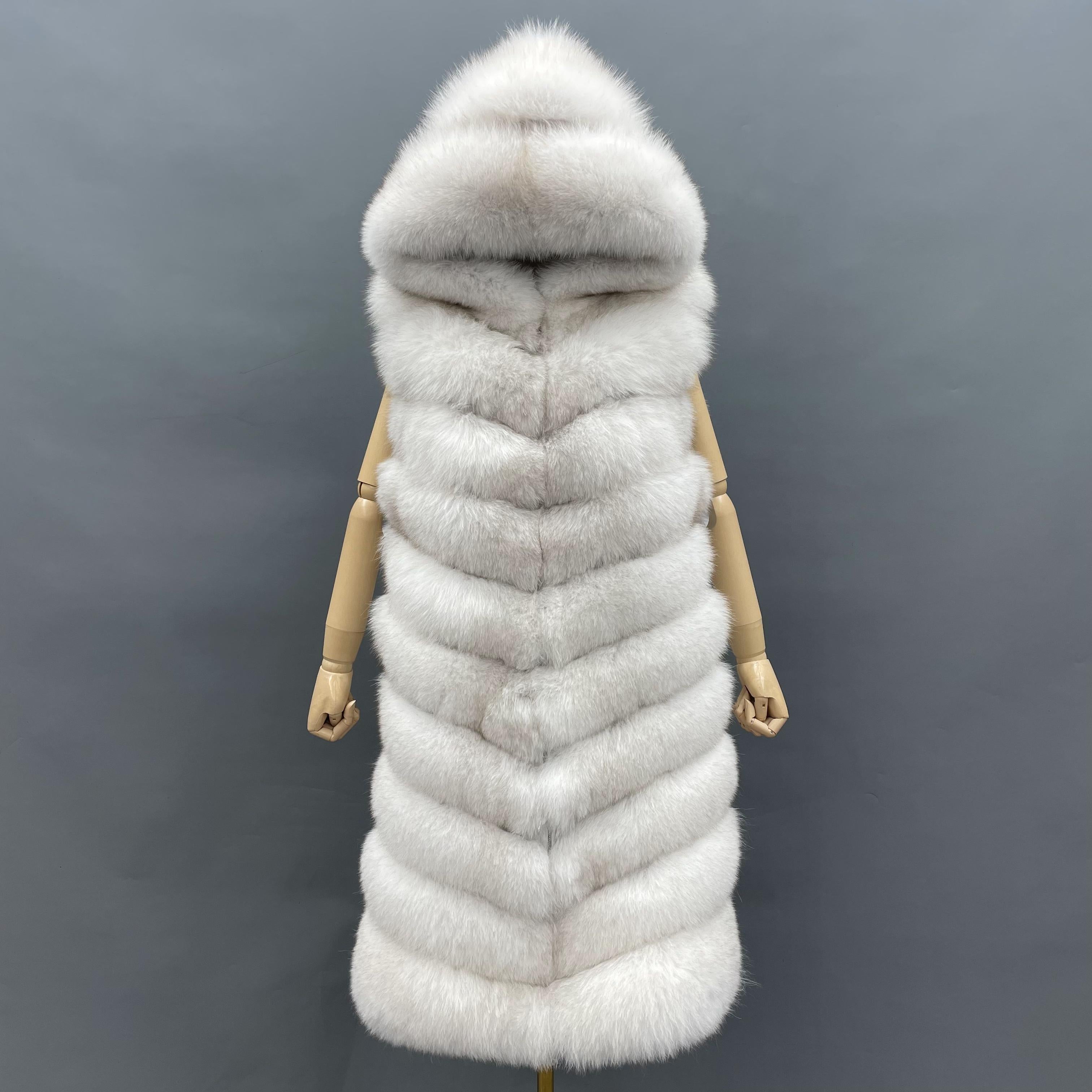 Winter Women Fox Fur Gilet Warm Long Soft Comfortable Outwear Vest For Female - Janefur