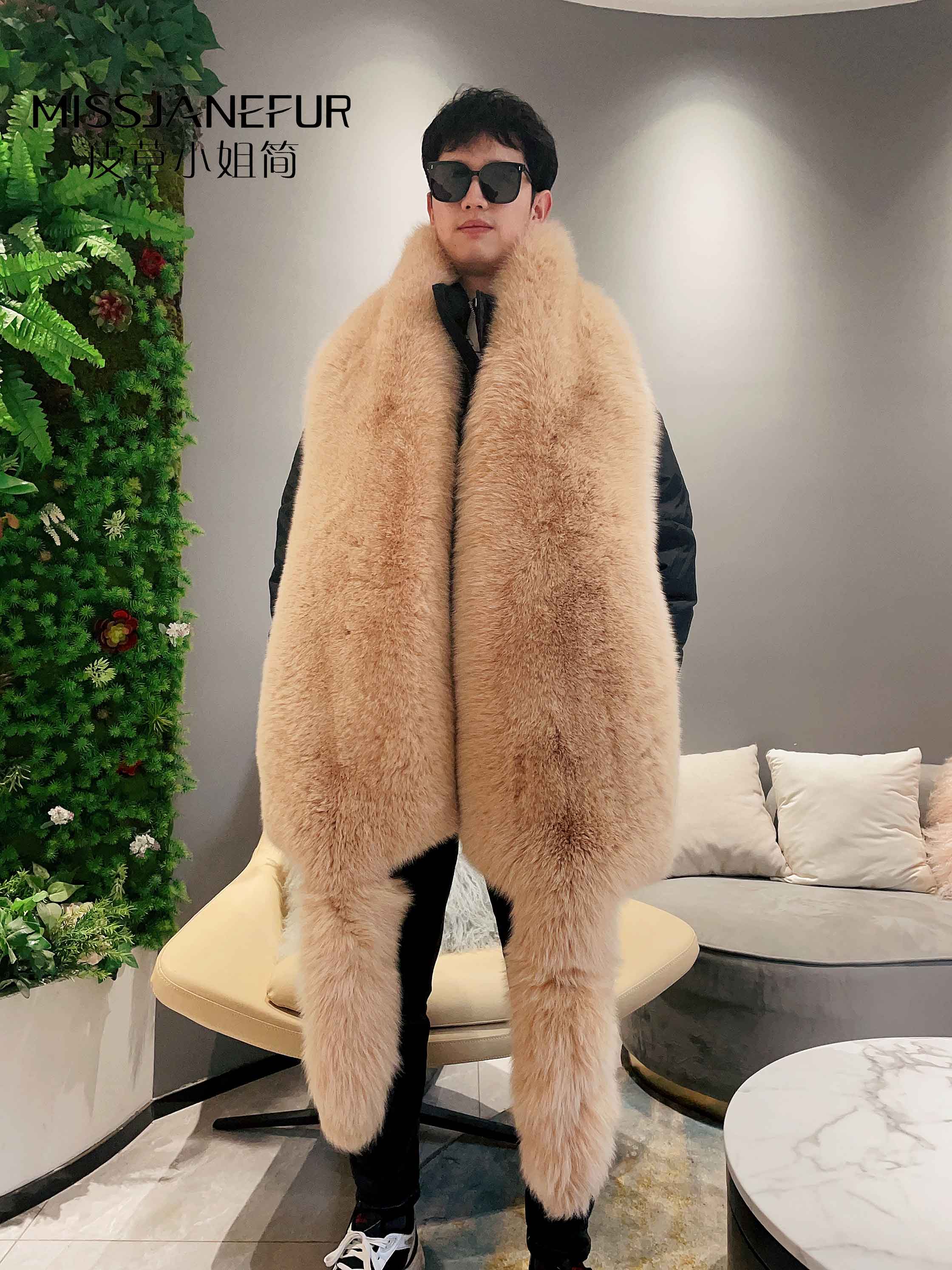 Missjanefur Fashion Symmetrical Fox Tail Fur Scarf - Janefur