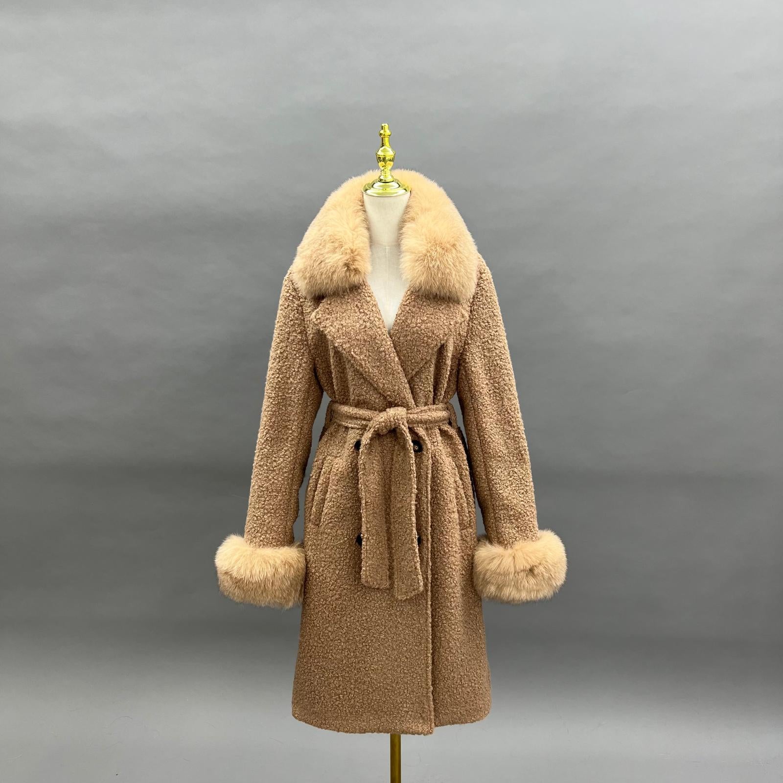 Circle Fleece Coat for Women Classic Fashion Small Square - Collar Jacket - Janefur